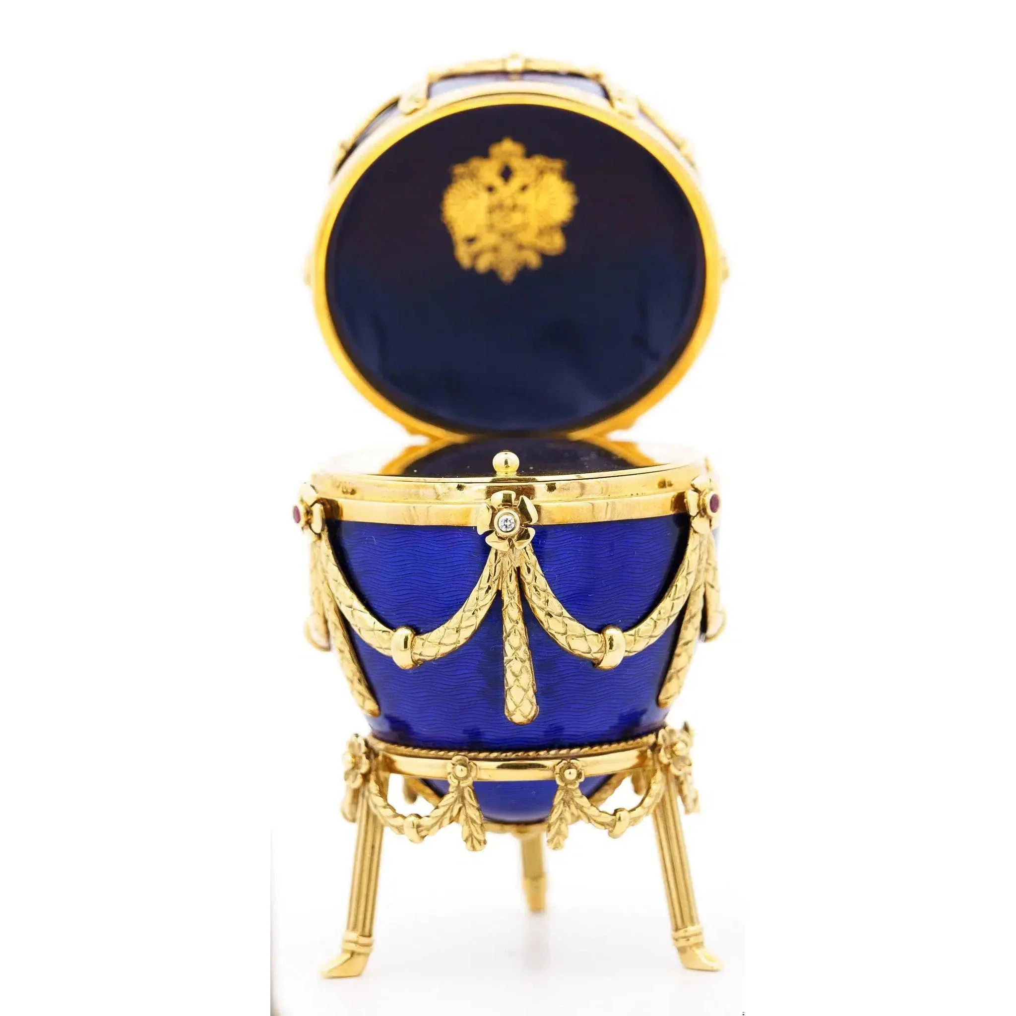 Fabergé Egg Victor Mayer 80/100 Blue Enamel with Original Box & Certified - Image 3