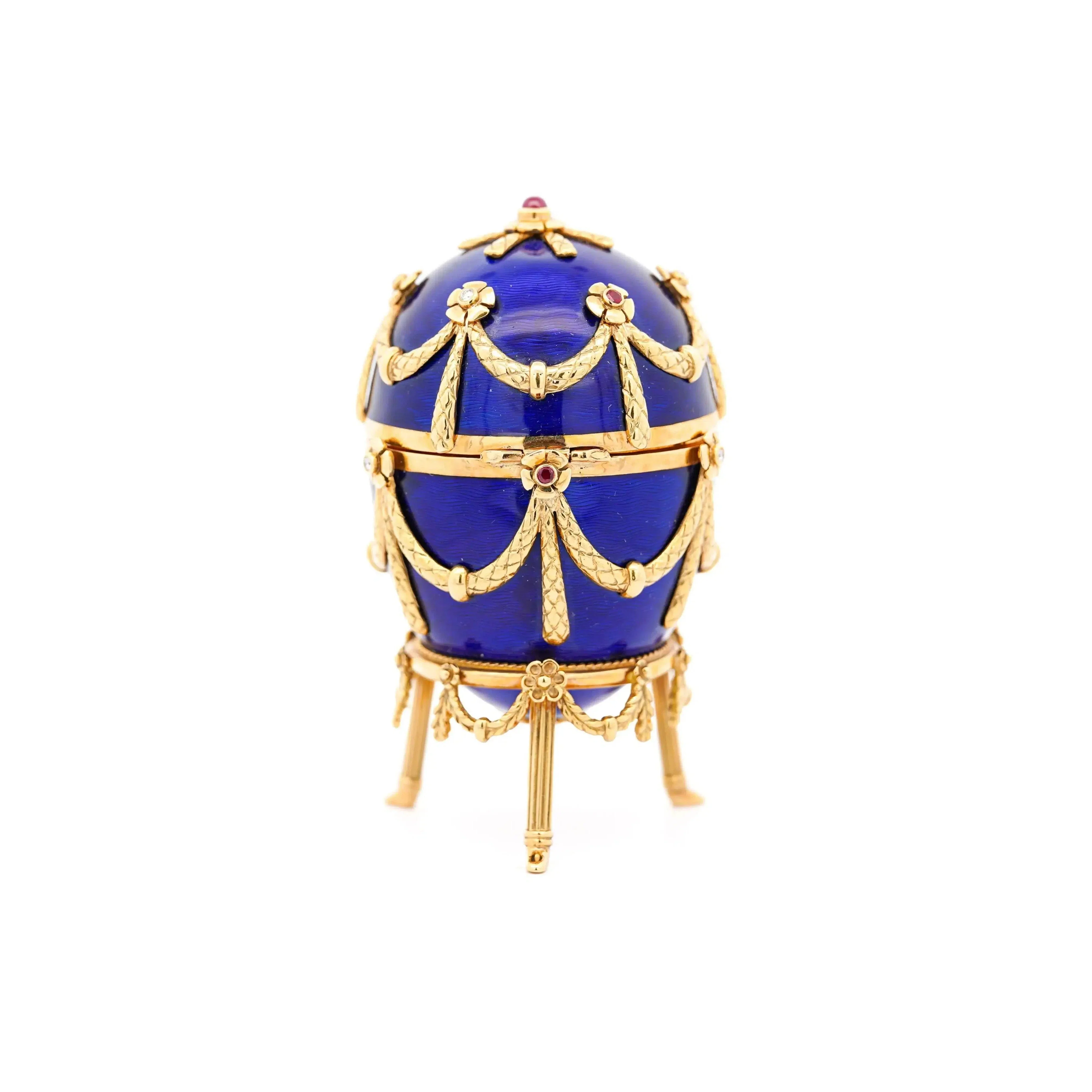 Fabergé Egg Victor Mayer 80/100 Blue Enamel with Original Box & Certified - Image 4