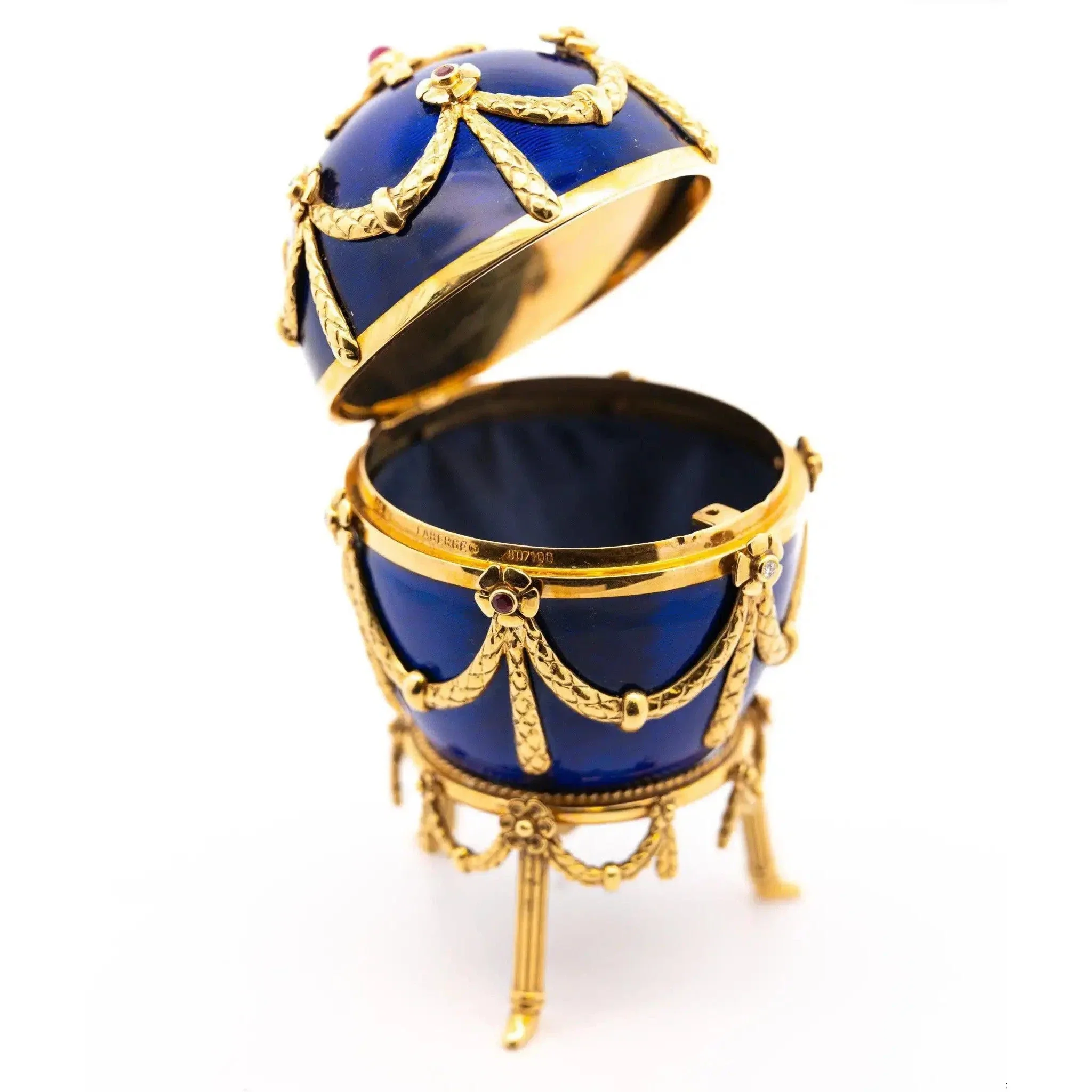 Fabergé Egg Victor Mayer 80/100 Blue Enamel with Original Box & Certified - Image 5