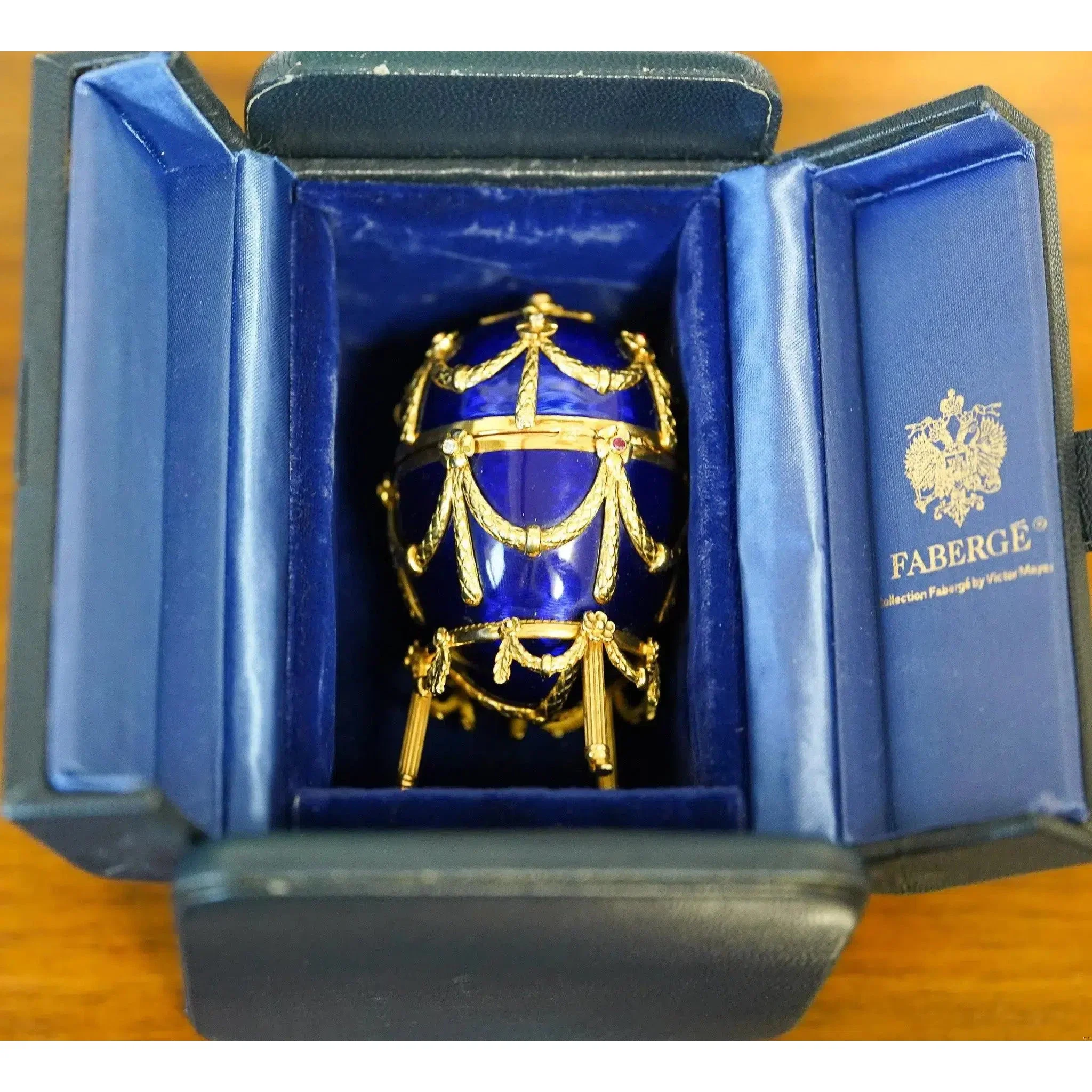 Fabergé Egg Victor Mayer 80/100 Blue Enamel with Original Box & Certified - Image 8