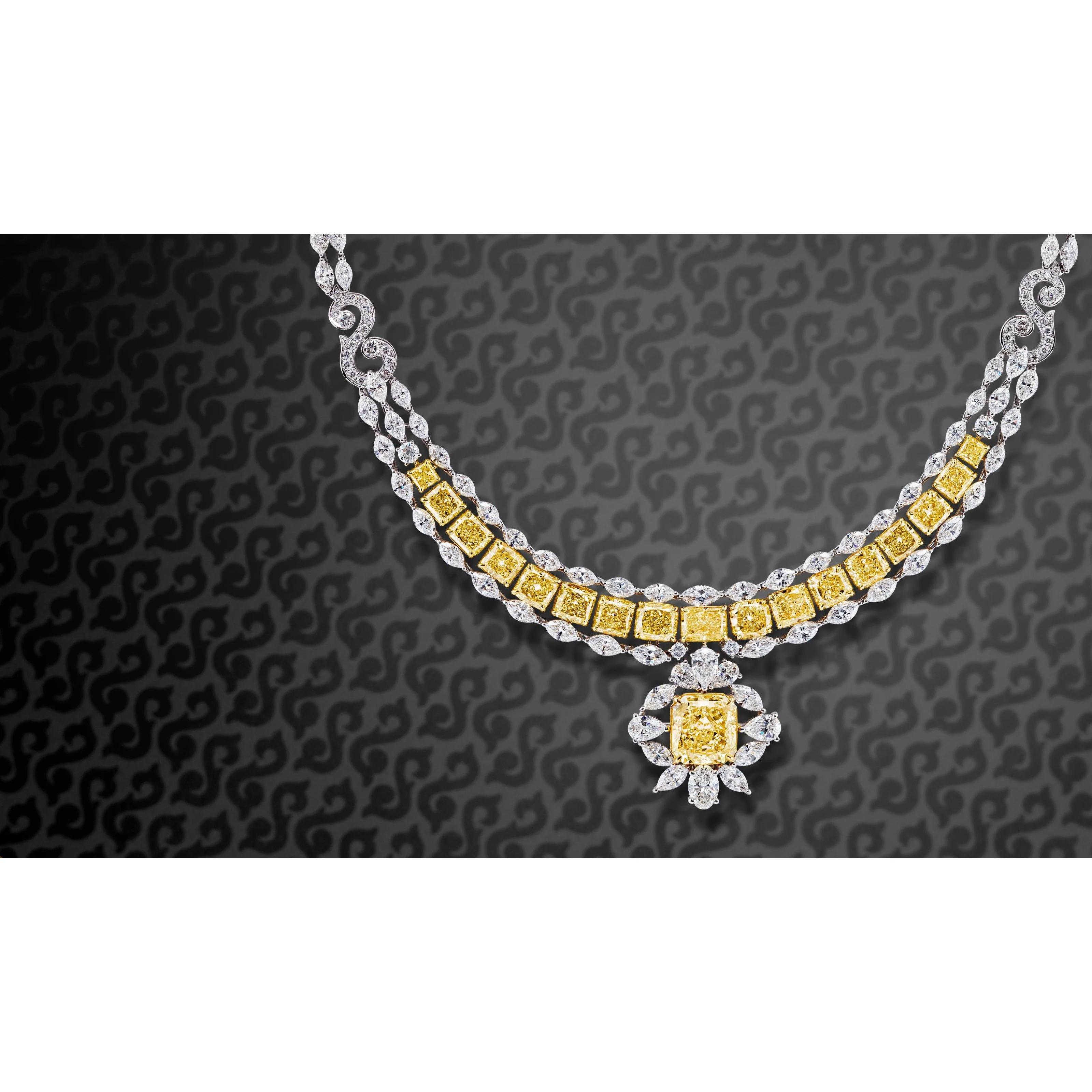 GIA Certified 50 Carat Fancy Yellow Diamond Necklace in 18K Gold - Image 3