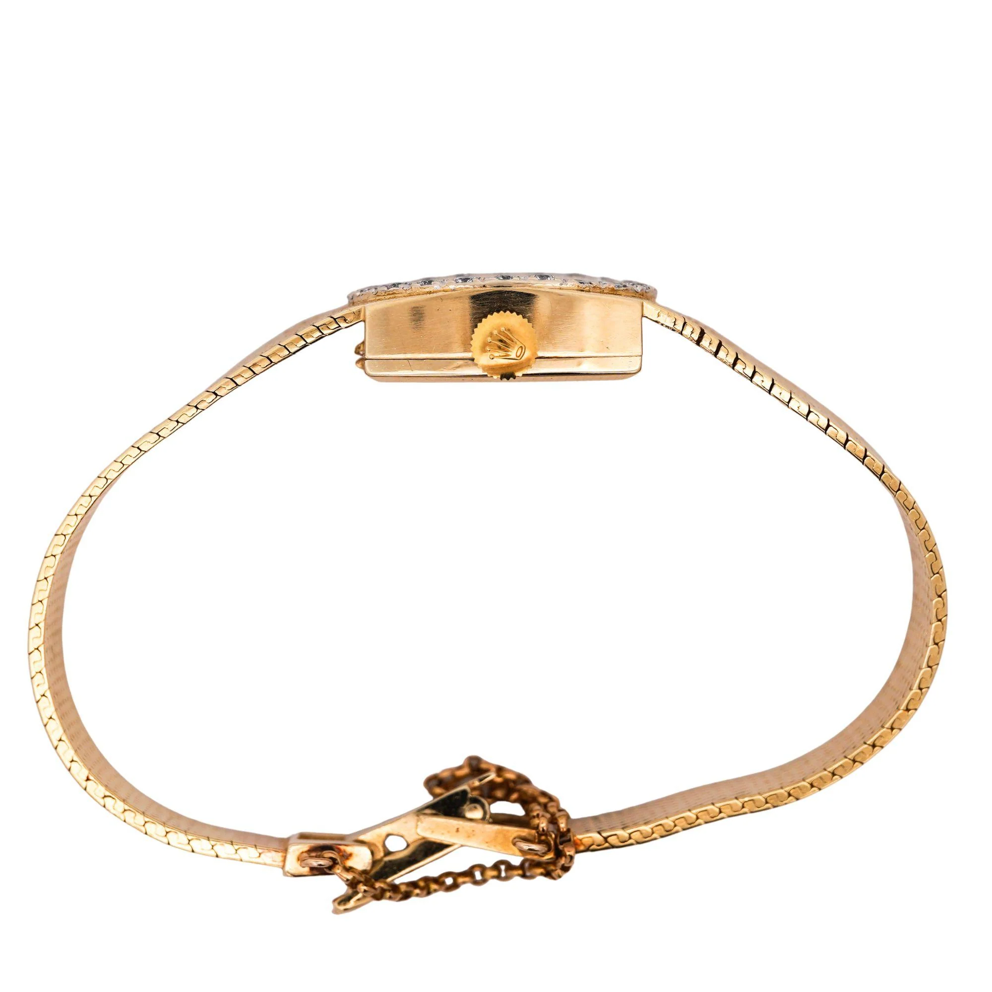 For Matthew Cranwell: Vintage Rolex Precision 14K Yellow Gold Diamond Bezel Oval Manual Wind Watch (Copy) - Image 9