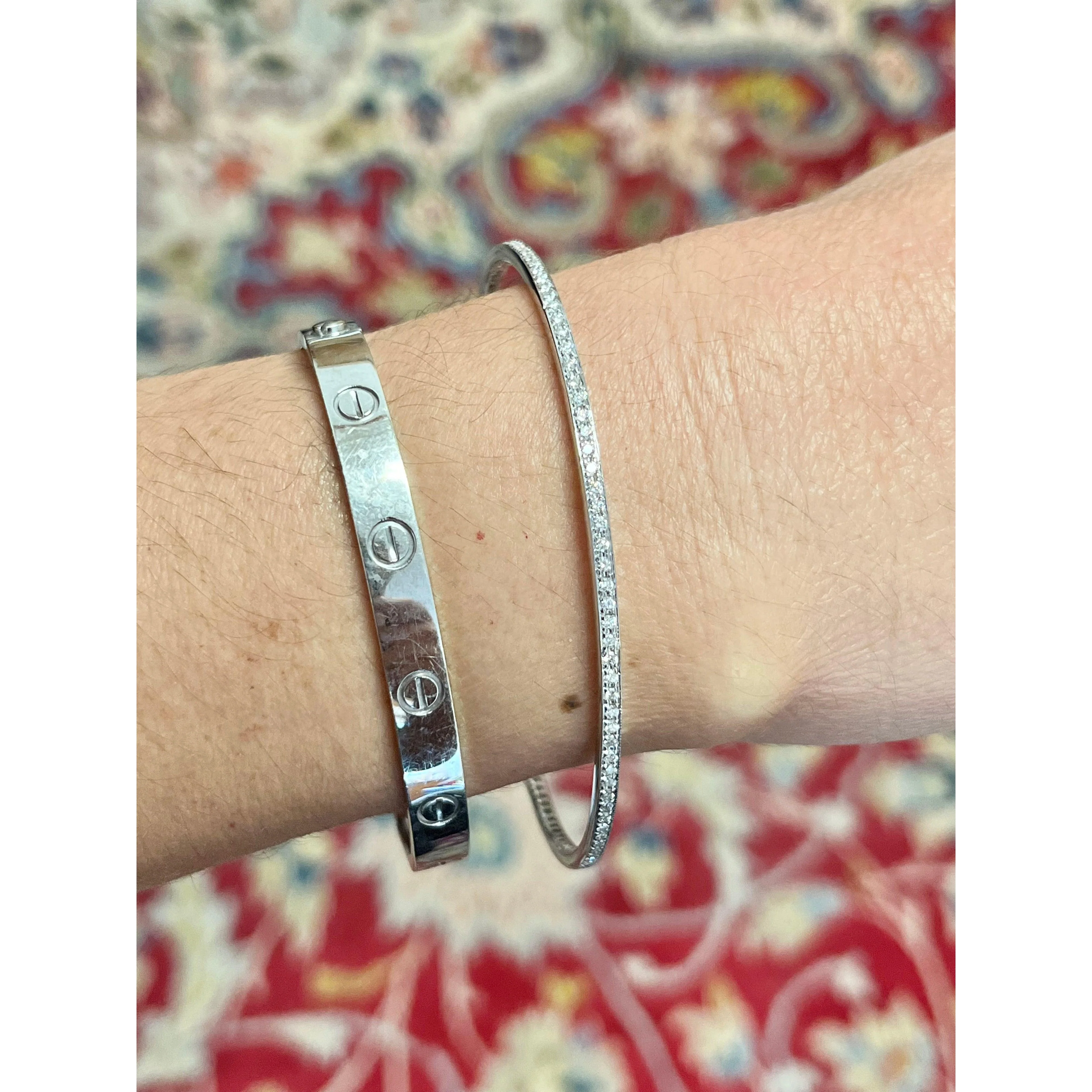 Fred Leighton Princess Cut Diamond Bangle Bracelet in 18k White gold - Image 3