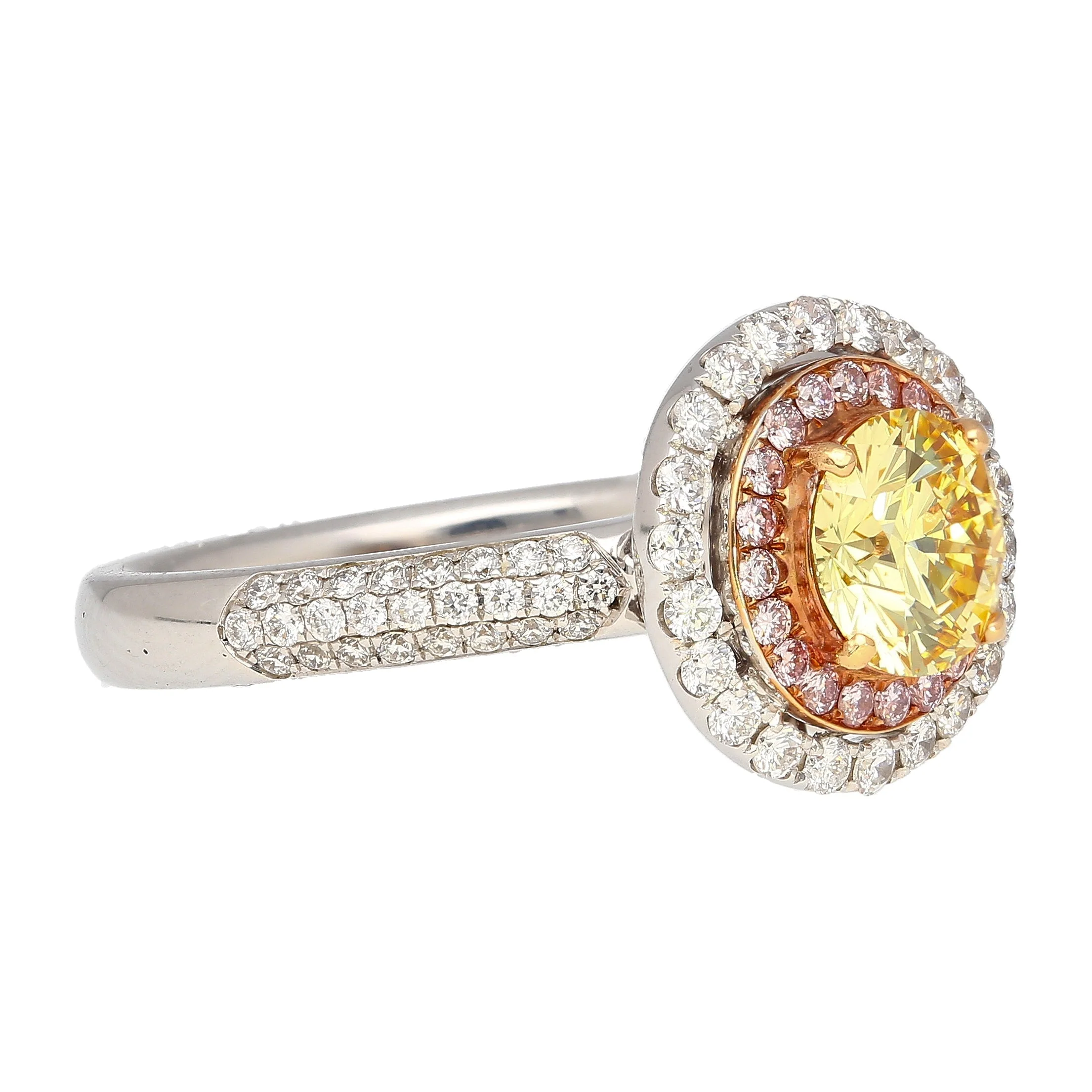 GIA Certified 1.01 Carat Round Cut Fancy Yellow Diamond Ring - Image 4