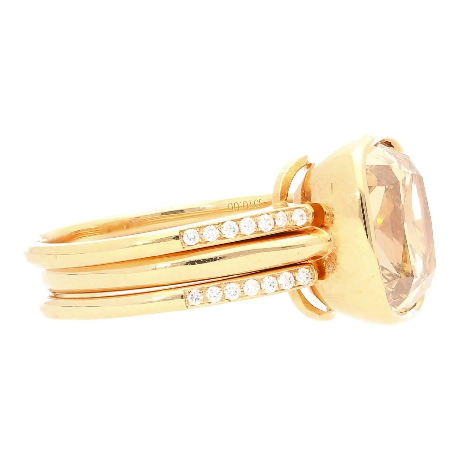 GIA Certified 5.02 Carat Cushion Cut Fancy Brown Yellow Diamond Ring in 18K Rose Gold & Detachable Bands - Image 6