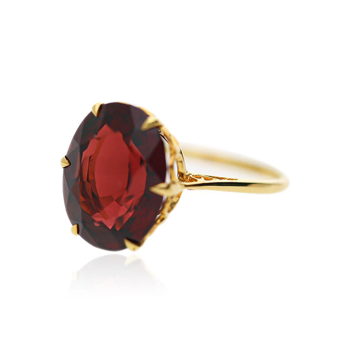 GIA 8.89 Carat Oval Pyrope Almandine Garnet Six Prong 18K Yellow Gold Solitaire - Image 3