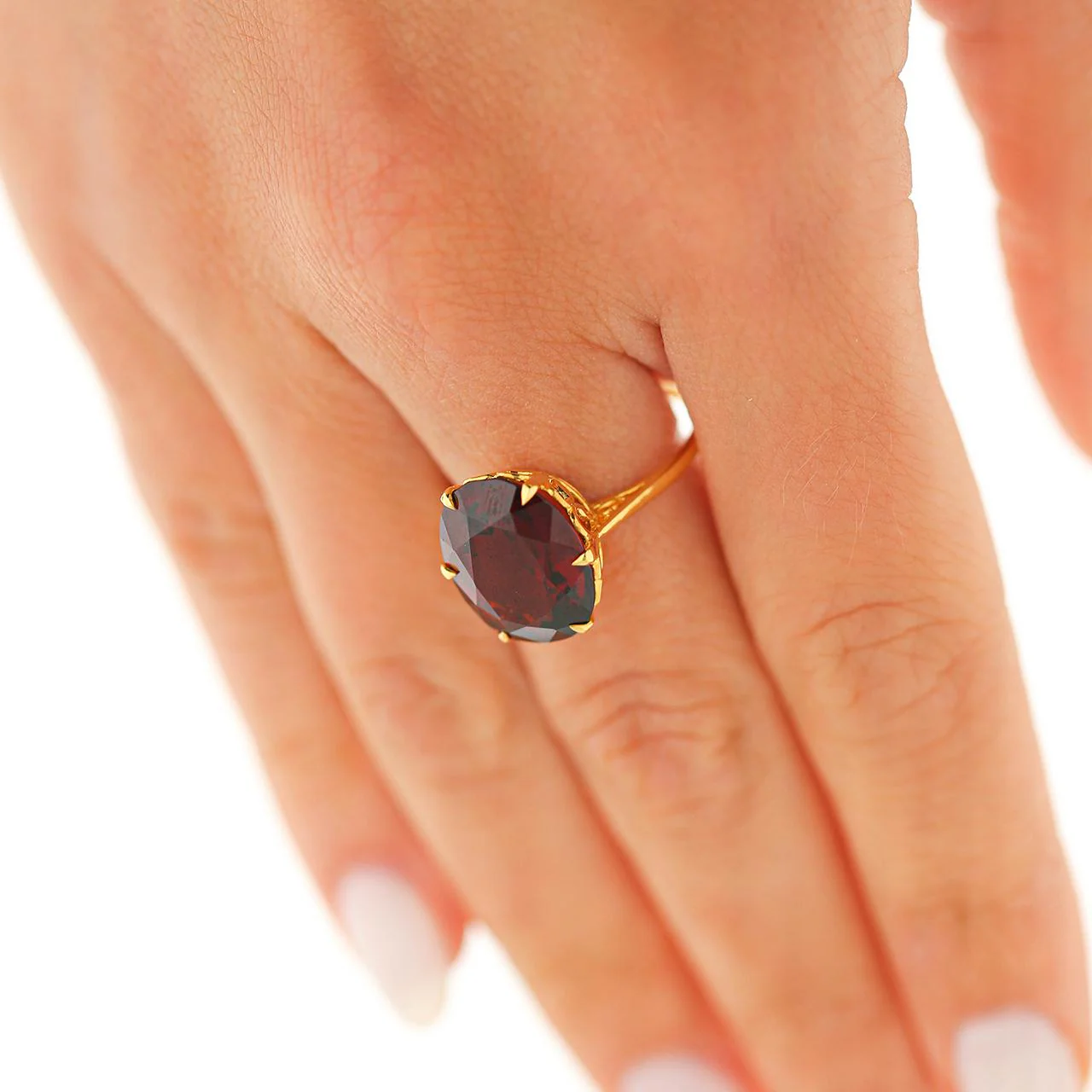 GIA 8.89 Carat Oval Pyrope Almandine Garnet Six Prong 18K Yellow Gold Solitaire - Image 7