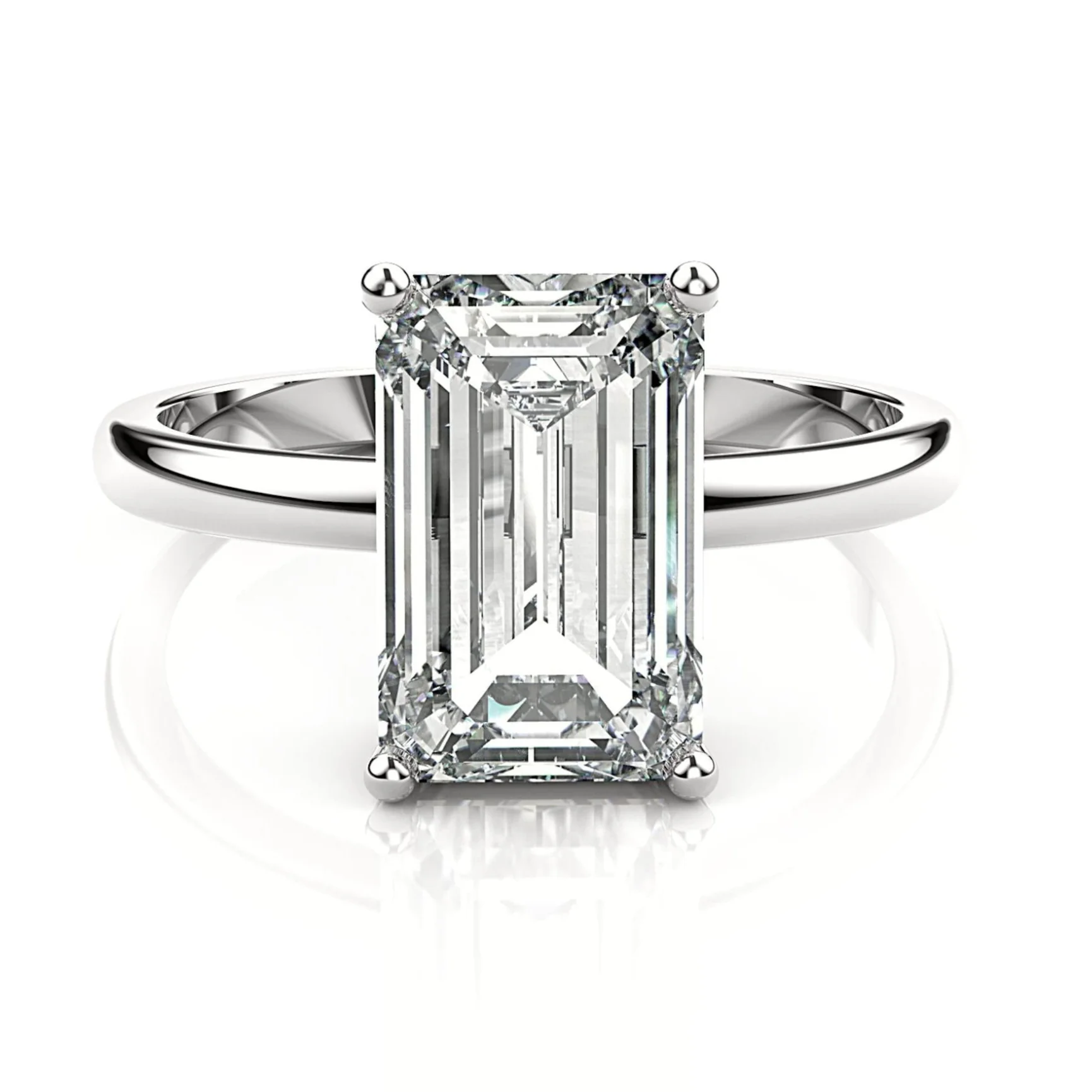 GIA Cert 2.55 Carat Emerald Cut Lab Grown Diamond 14K White Gold Engagement Ring