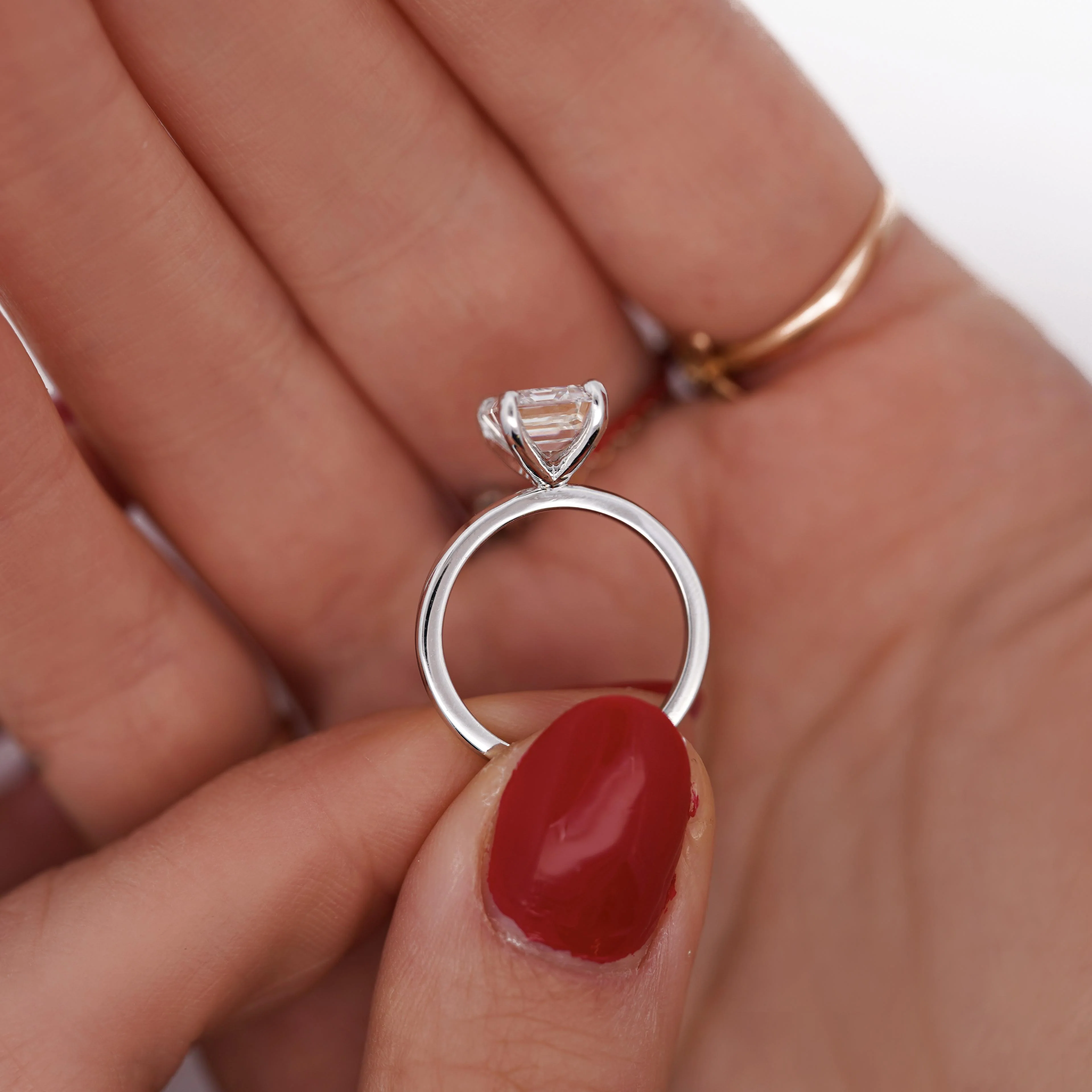 GIA Cert 2.55 Carat Emerald Cut Lab Grown Diamond 14K White Gold Engagement Ring - Image 10