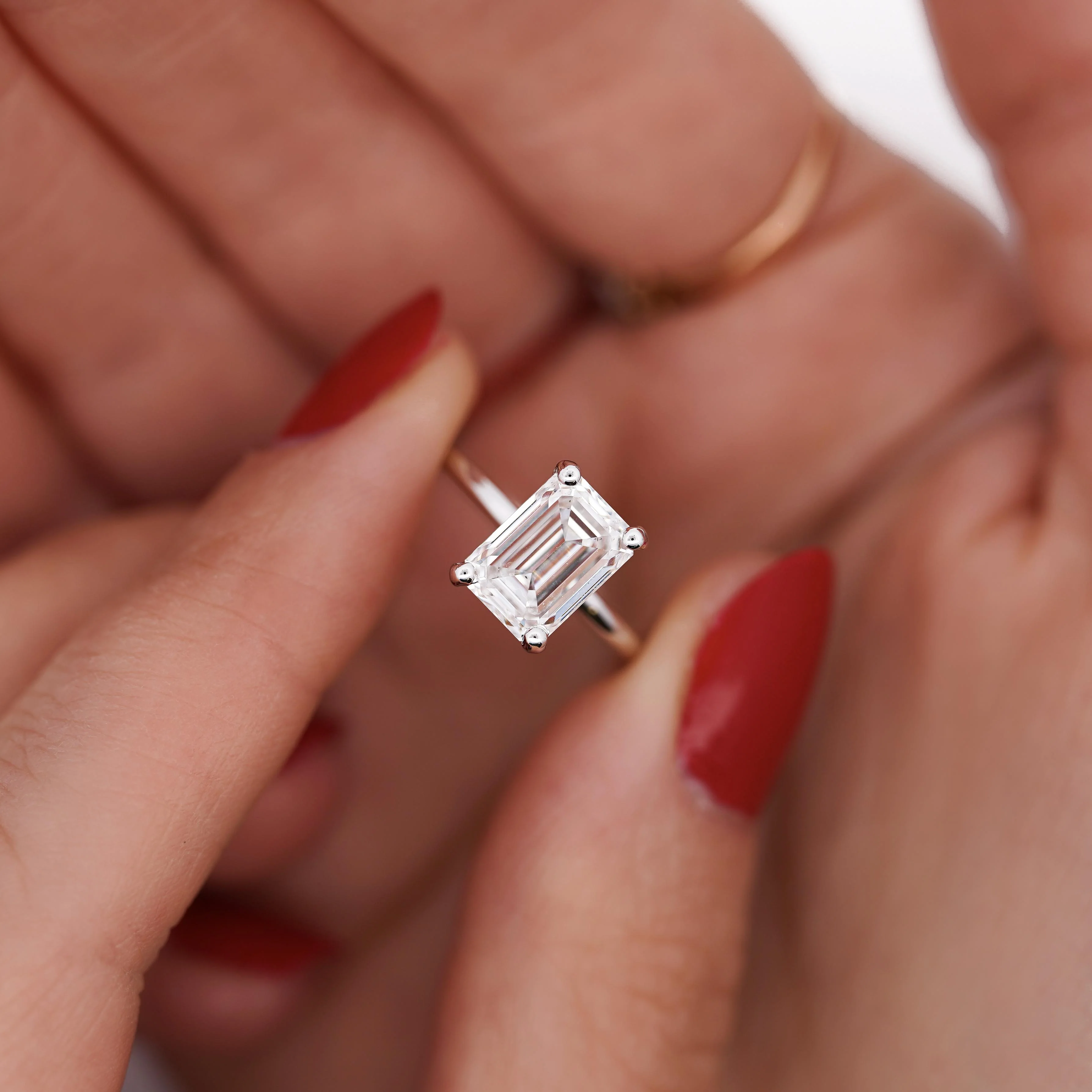 GIA Cert 2.55 Carat Emerald Cut Lab Grown Diamond 14K White Gold Engagement Ring - Image 6