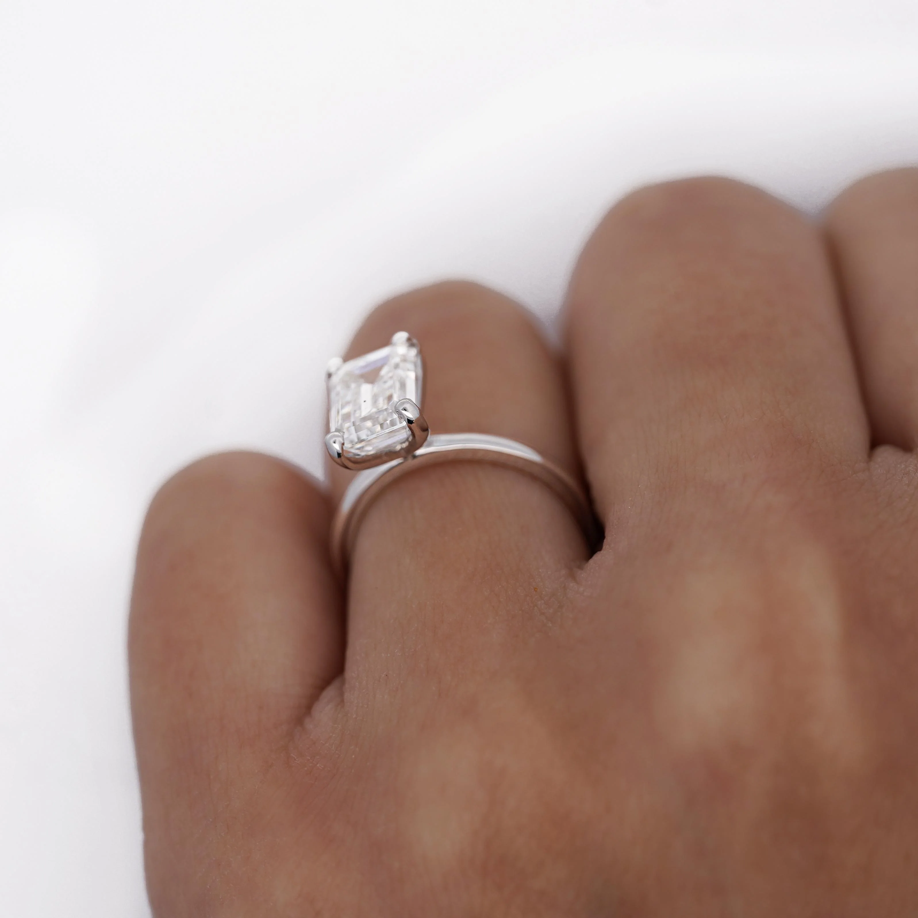 GIA Cert 2.55 Carat Emerald Cut Lab Grown Diamond 14K White Gold Engagement Ring - Image 8