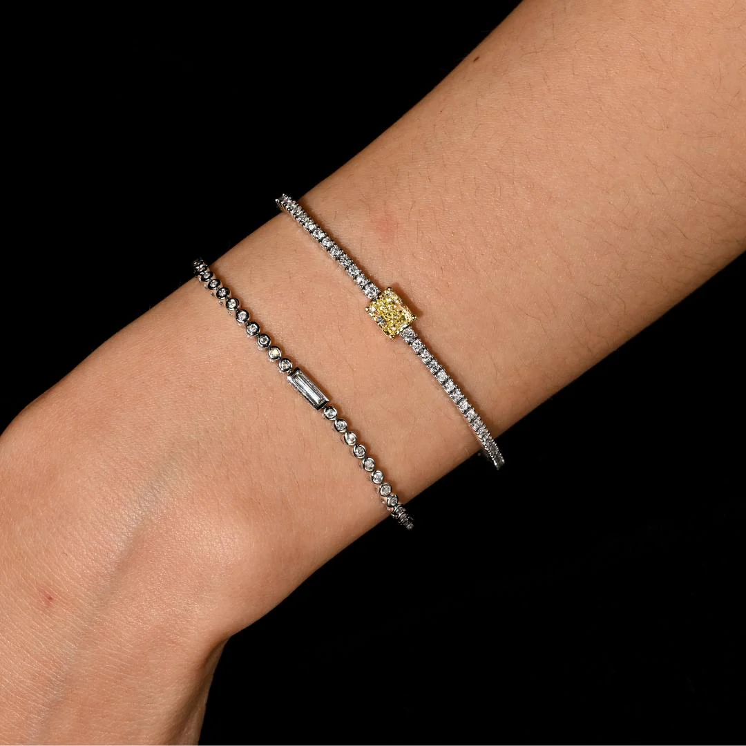 GIA Cert. 2.65 Carat Yellow Diamond Center 18K Tennis Bracelet - Image 3