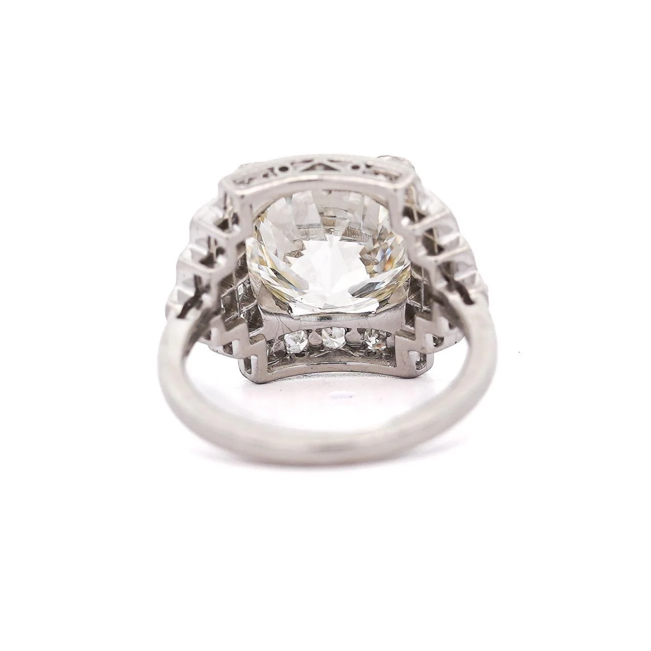 GIA Cert. 5.01 Carat Old Euro Cut Diamond Edwardian Antique Platinum Ring - Image 6