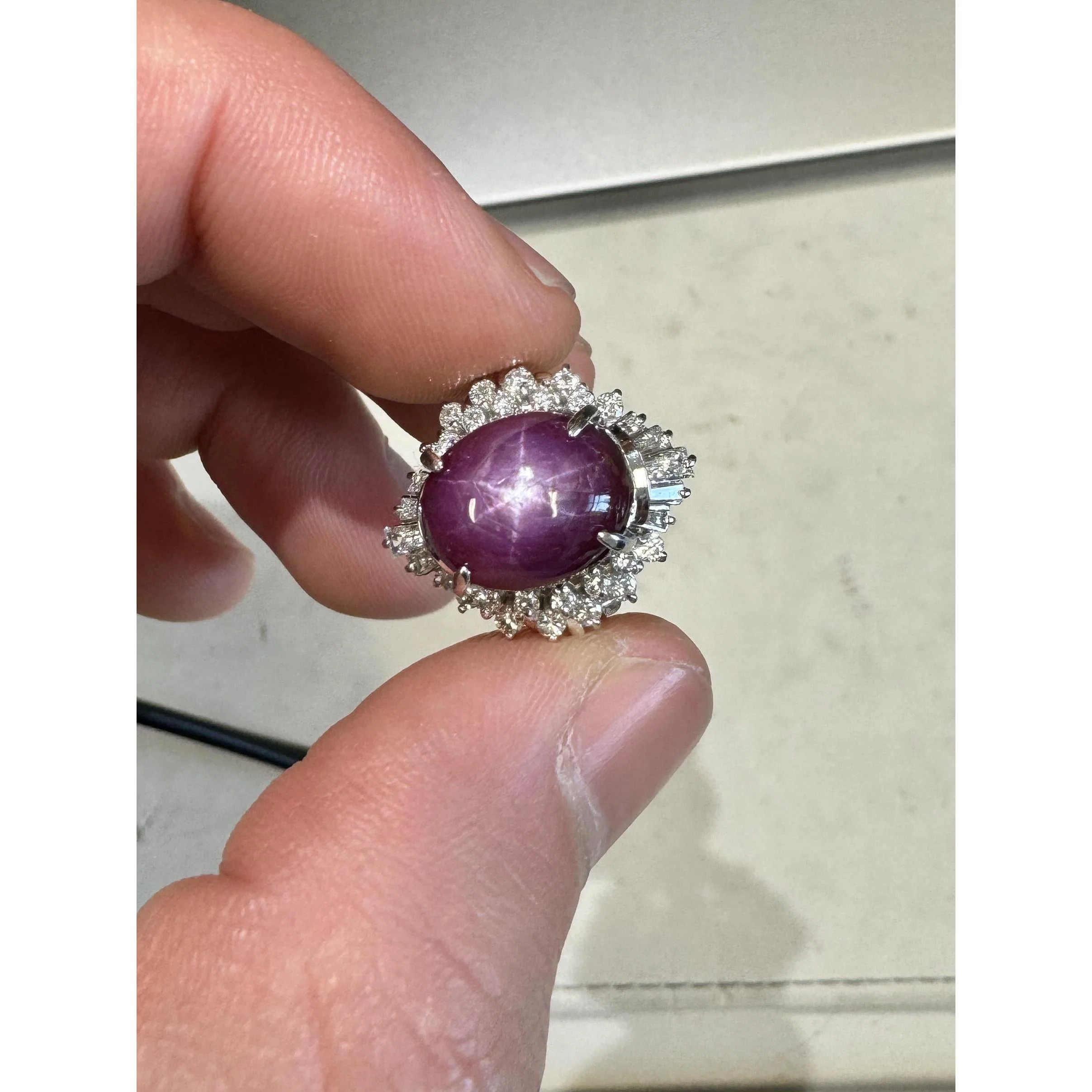 GIA Cert. 9.72 Carat No Heat Star Ruby & Diamond Platinum Cocktail Ring - Image 7