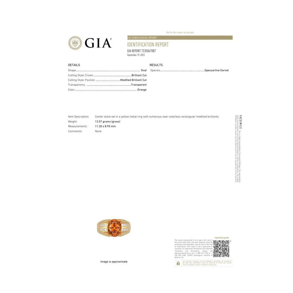 GIA Certified Oval Cut Orange Spessartine Garnet And Diamond 18K Dome Ring - Image 8