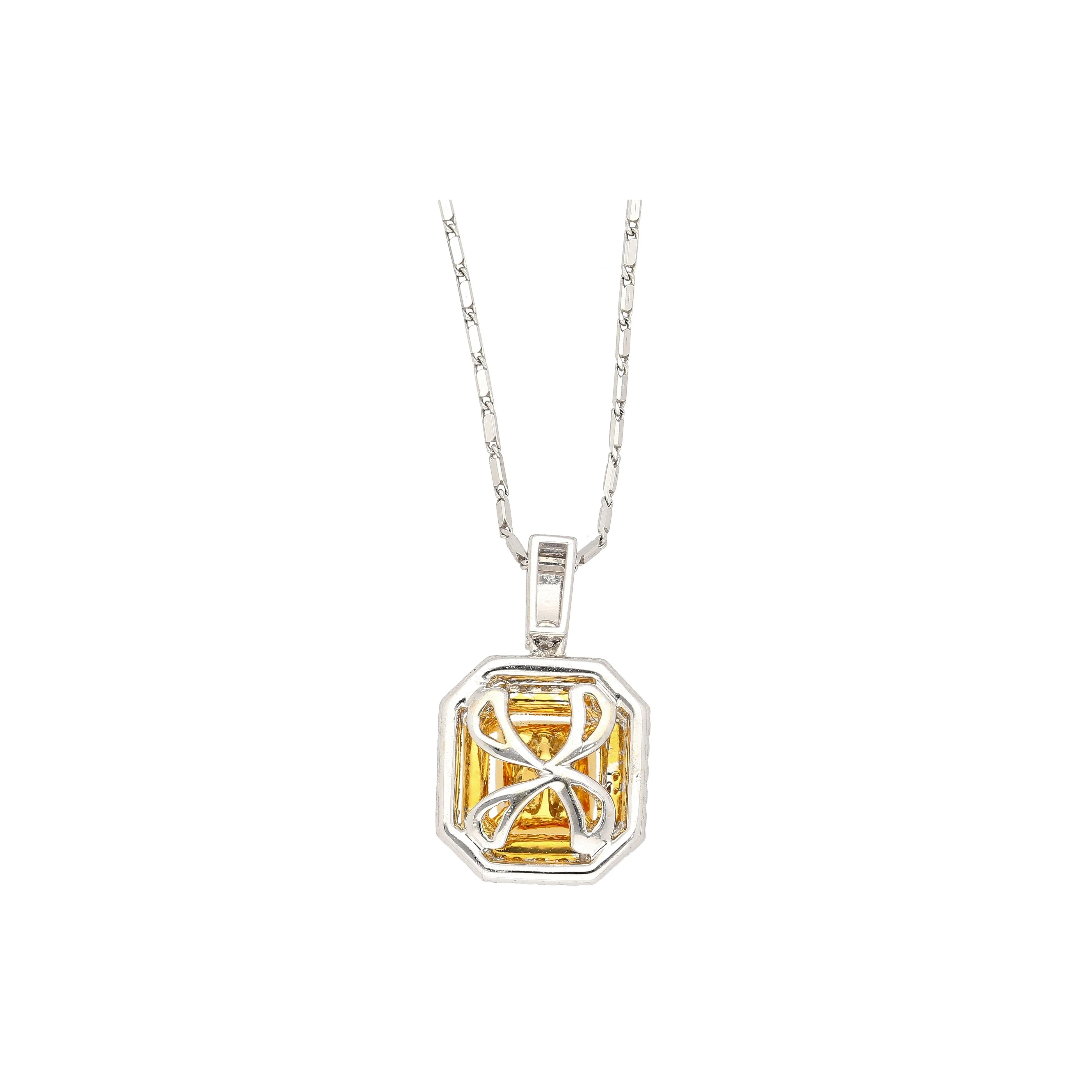 GIA Certified 1.05 Carat Fancy Yellow Diamond Pendant Necklace - Image 6