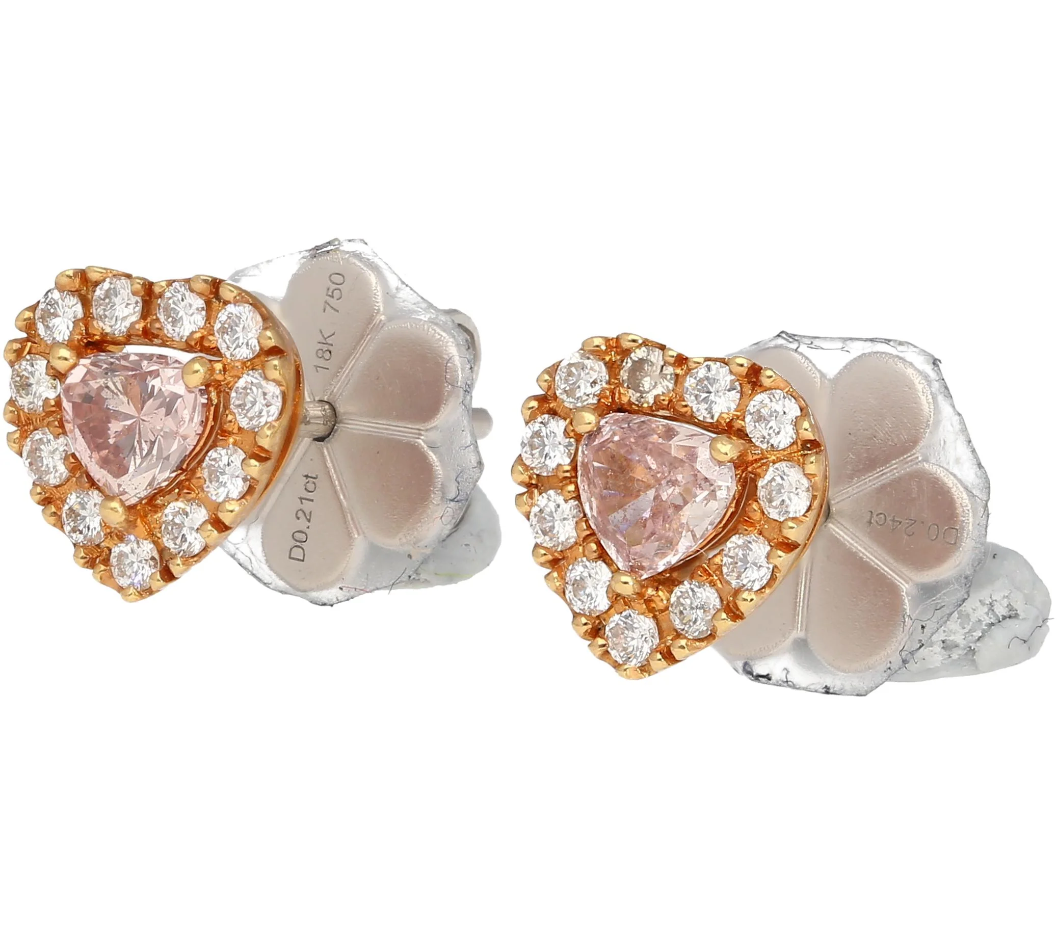 GIA Certified 0.45 Carat Heart Pink Diamond Platinum 18K Rose Gold Stud Earrings - Image 10