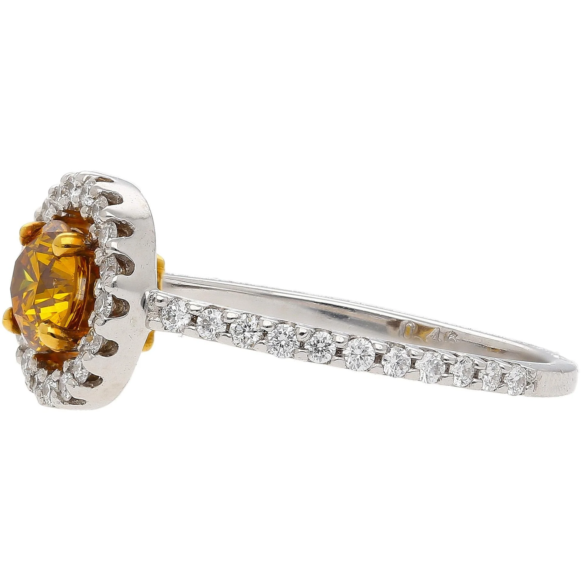 GIA Certified 0.46 Carat Fancy Deep Orange Yellow Diamond Engagement Ring - Image 5