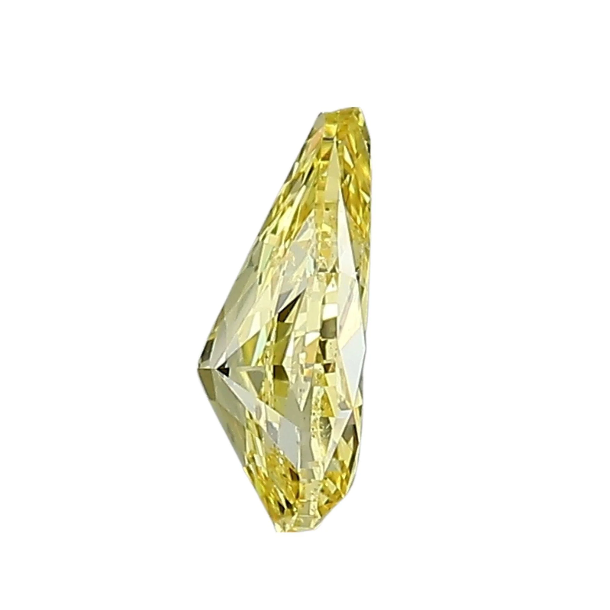GIA Certified 0.81 Carat Fancy Vivid Yellow Pear Cut Loose Natural Diamond - Image 3