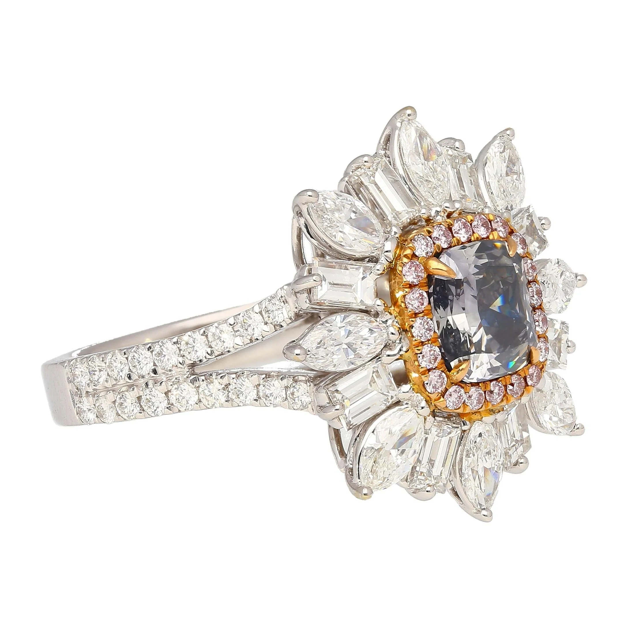 GIA Certified 1.01 Carat Fancy Bluish Gray Diamond Ring - Image 4