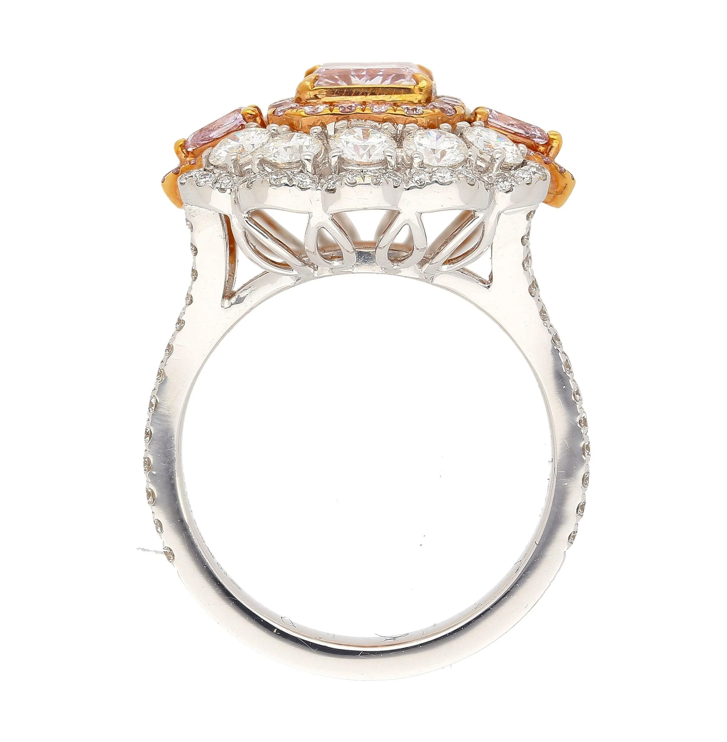GIA Certified 1.07 Carat Fancy Light Purplish Pink Diamond Halo Cocktail Ring - Image 6
