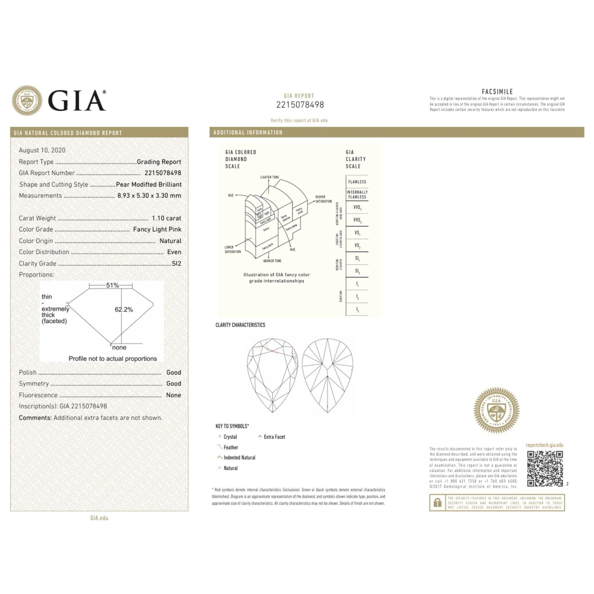 GIA Certified 1.10 Carat Fancy Light Pink Diamond Three Stone Ring - Image 7