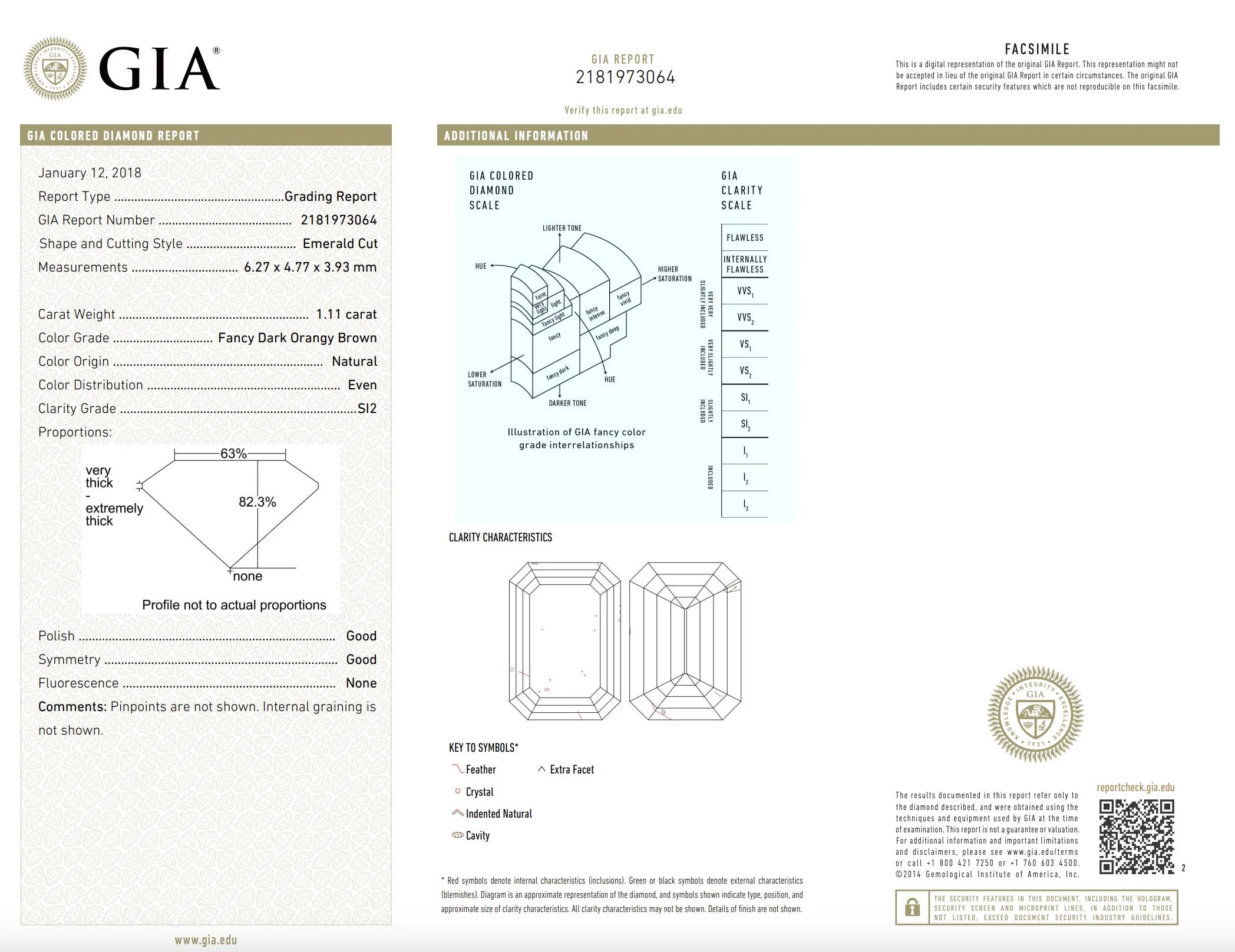 GIA Certified 1.11 Carat Fancy Brown Emerald Cut Diamond Drop Pendant Necklace - Image 10