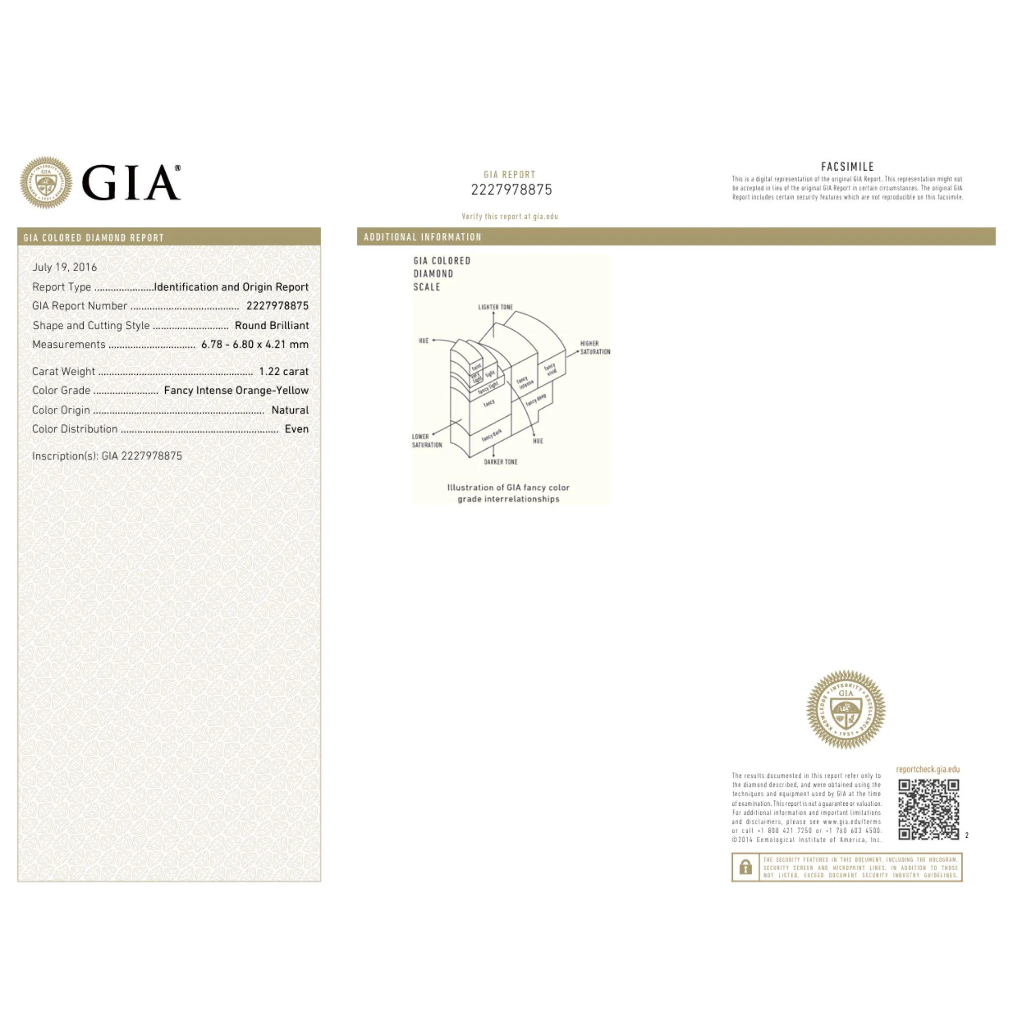 GIA Certified 1.22 Carat Fancy Intense Orange-Yellow Diamond Floral Halo Ring - Image 5