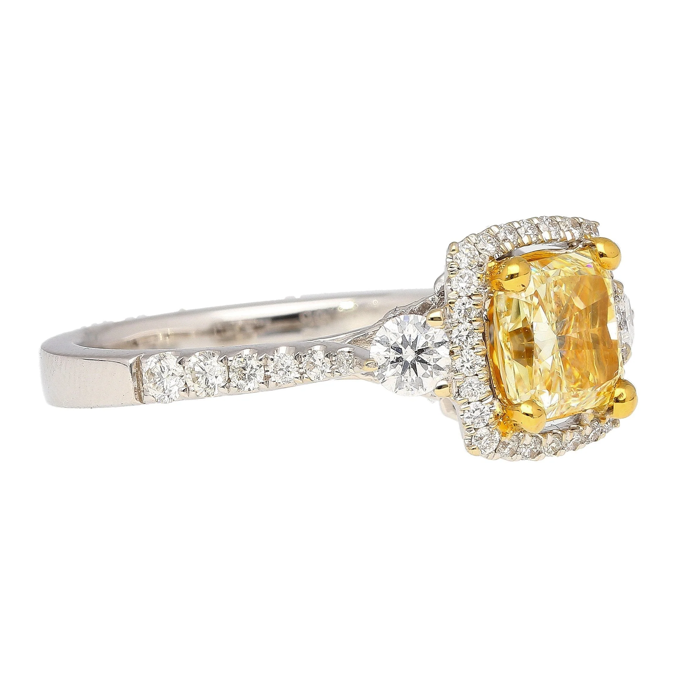 GIA Certified 1.24 Carat Radiant Cut Yellow (Y-Z) Diamond Engagement Ring in 18K White Gold - Image 2