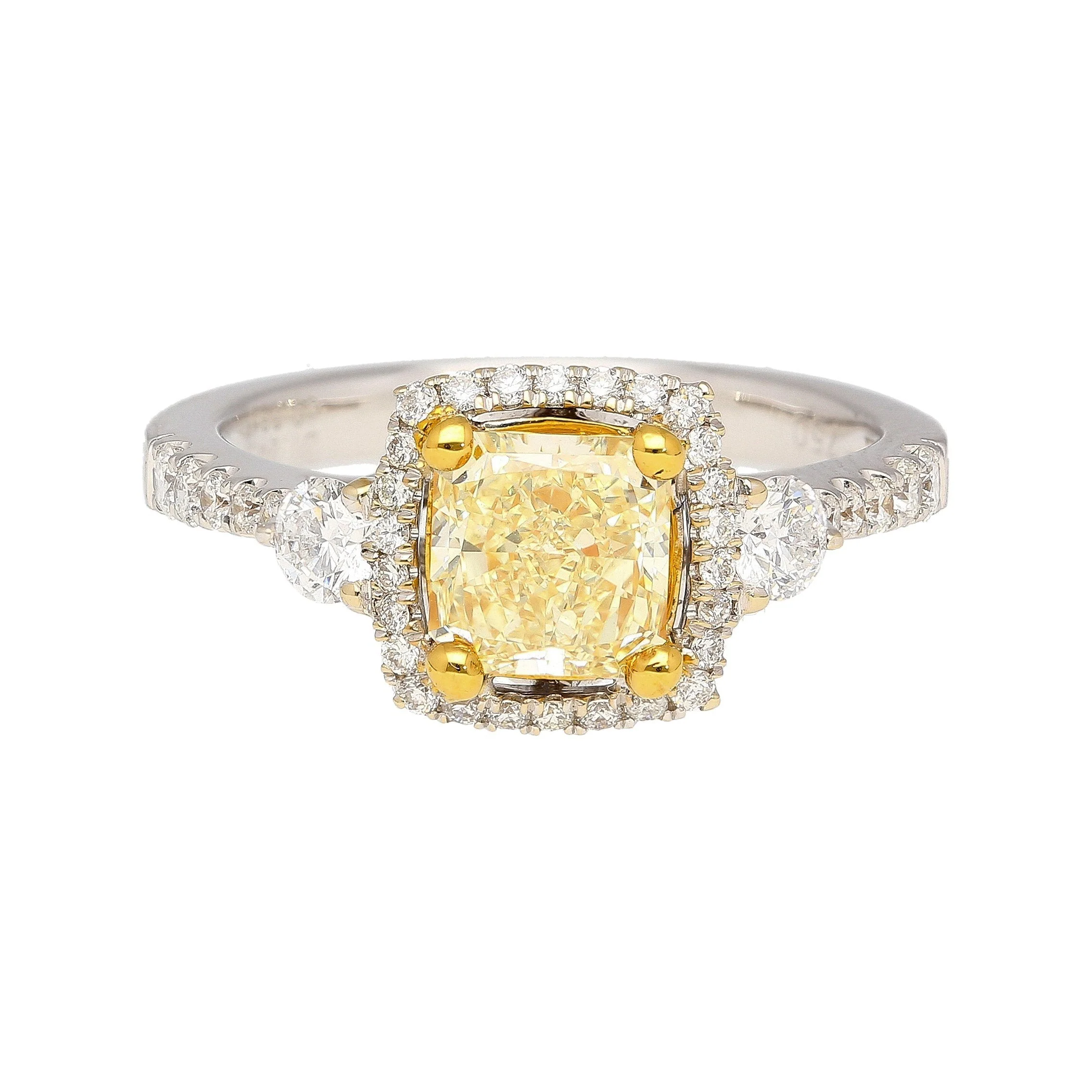 GIA Certified 1.24 Carat Radiant Cut Yellow (Y-Z) Diamond Engagement Ring in 18K White Gold - Image 3