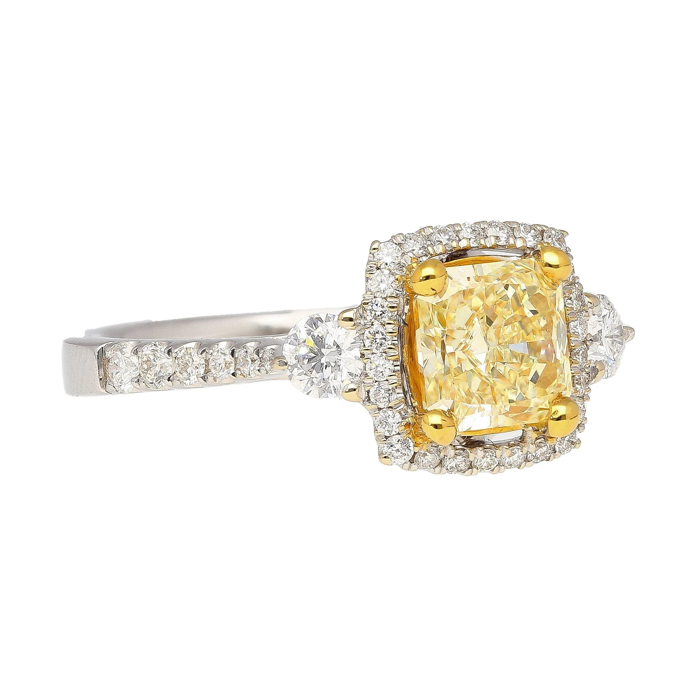 GIA Certified 1.24 Carat Radiant Cut Yellow (Y-Z) Diamond Engagement Ring in 18K White Gold - Image 5