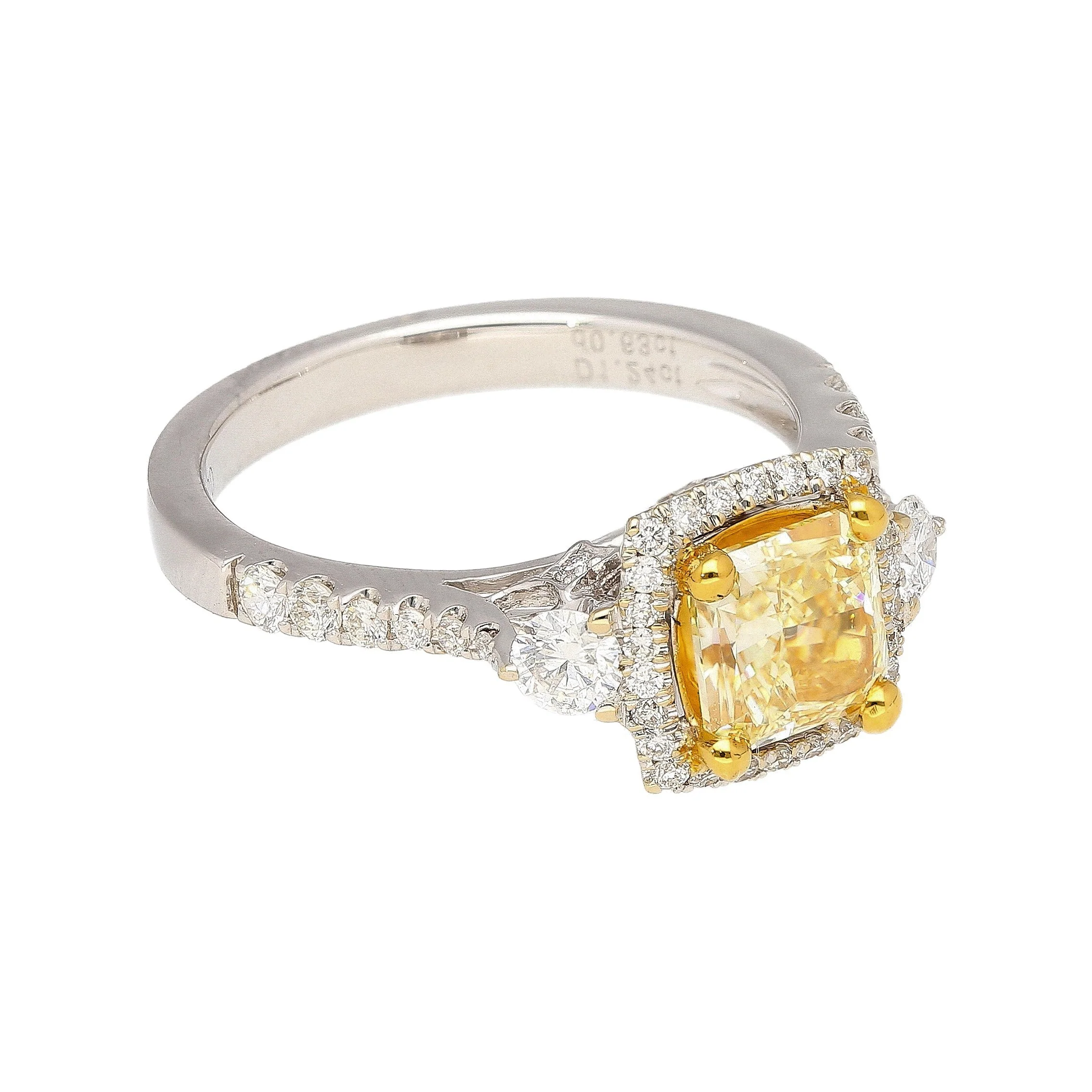 GIA Certified 1.24 Carat Radiant Cut Yellow (Y-Z) Diamond Engagement Ring in 18K White Gold - Image 6
