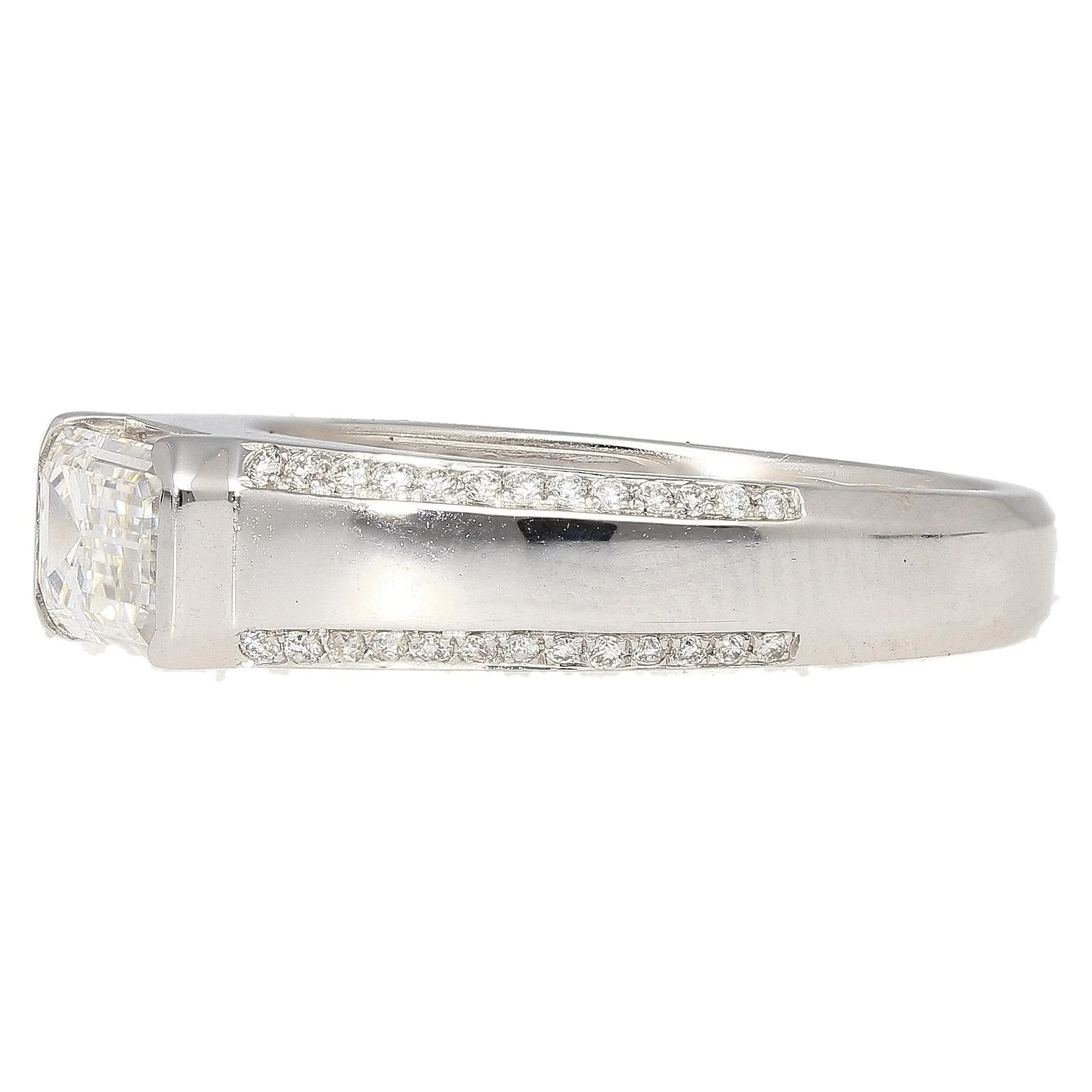 GIA Certified 1.33 Carat Emerald Cut D/VVS2 Diamond East West Band Ring - Image 5
