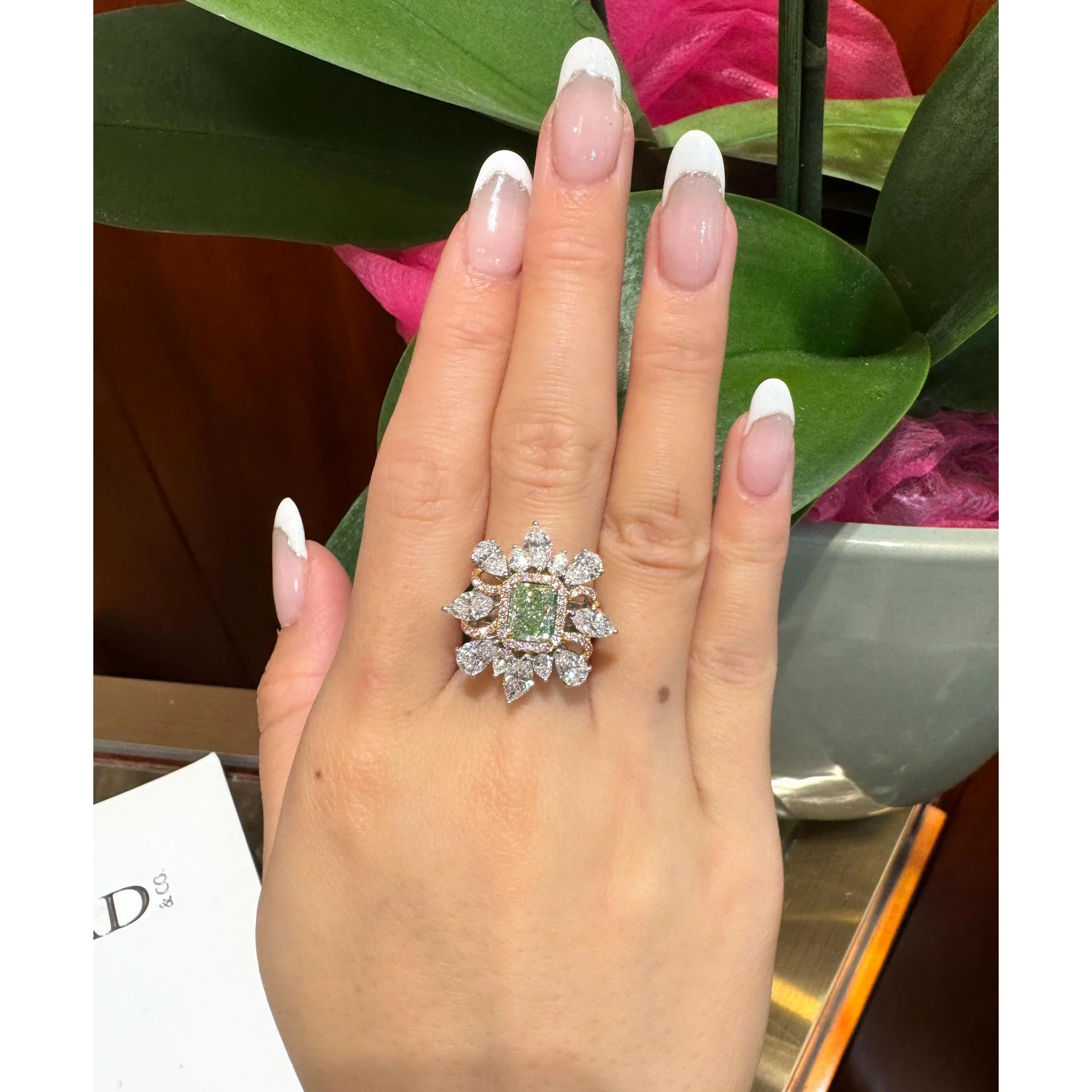 GIA Certified 1.39 Carat Radiant Cut Fancy Intense Yellowish Green Diamond Ring - Image 6