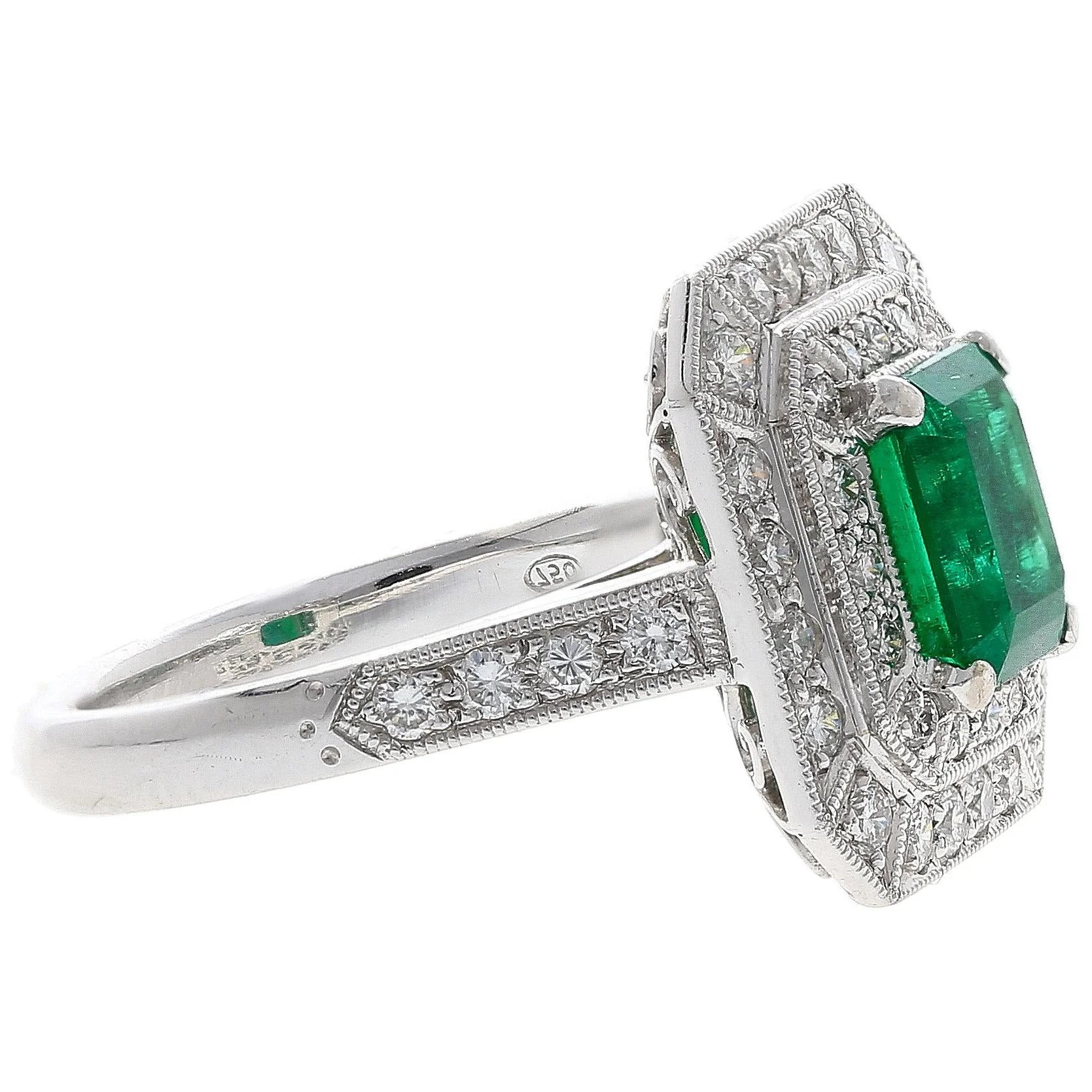 GIA Certified 1.46 Carat Colombian Emerald and Diamond Ring in 18K White Gold - Image 3