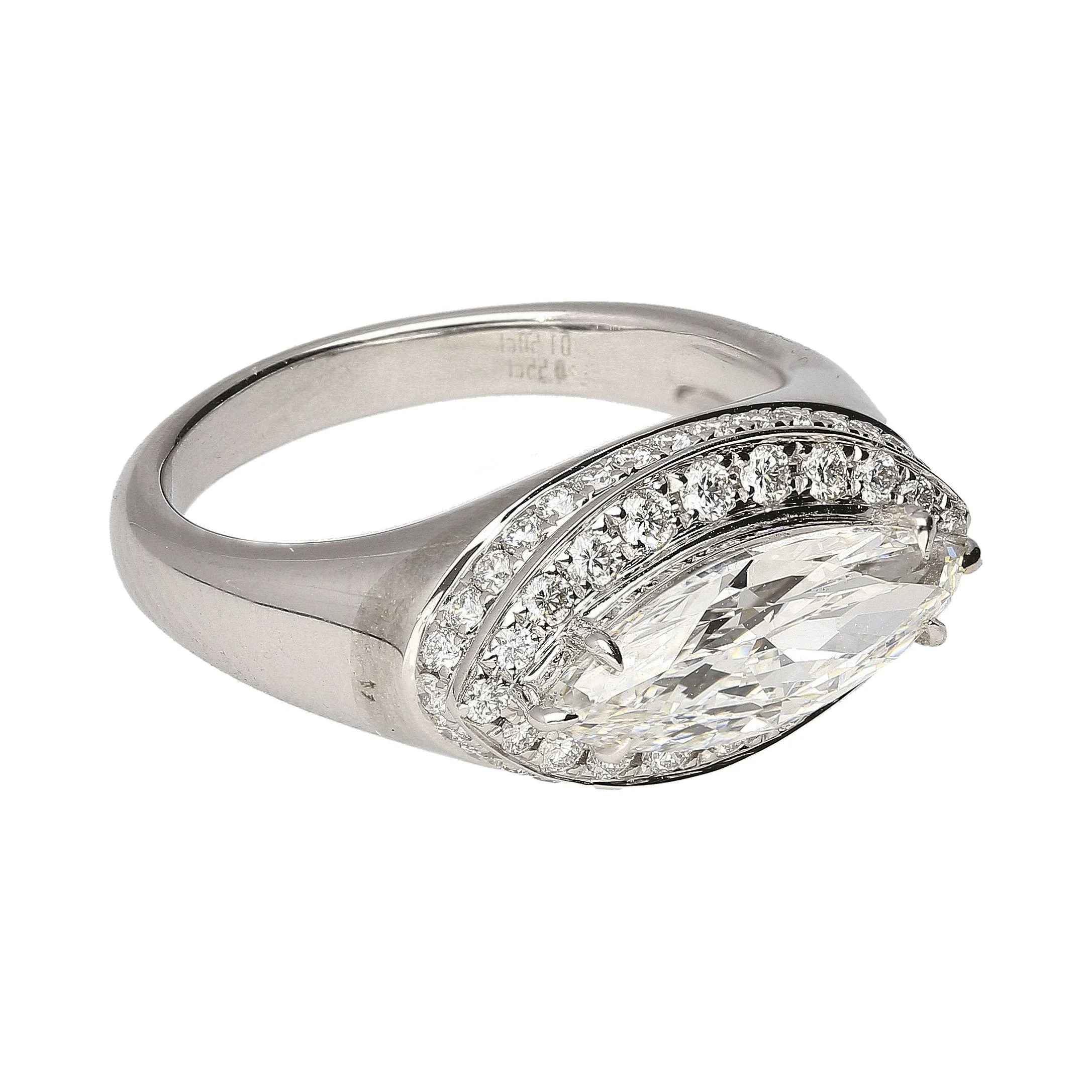 GIA Certified 1.5 Carat Marquise Cut E/VS2 Diamond Horizontal Set Mens Pinky Ring - Image 6