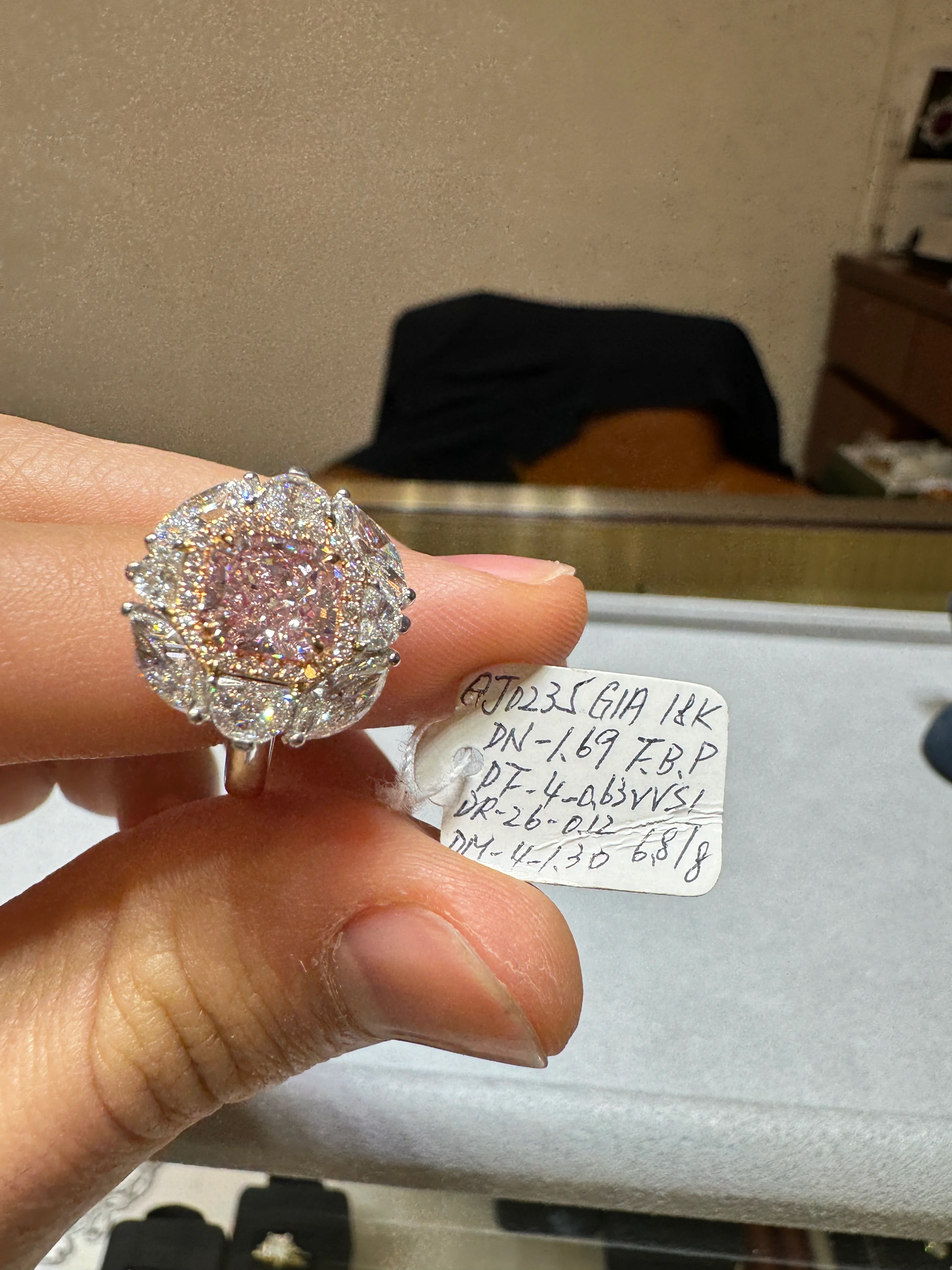 GIA Certified 1.69 Carat Radiant Cut Fancy Brownish Pink Diamond Engagement Ring - Image 7