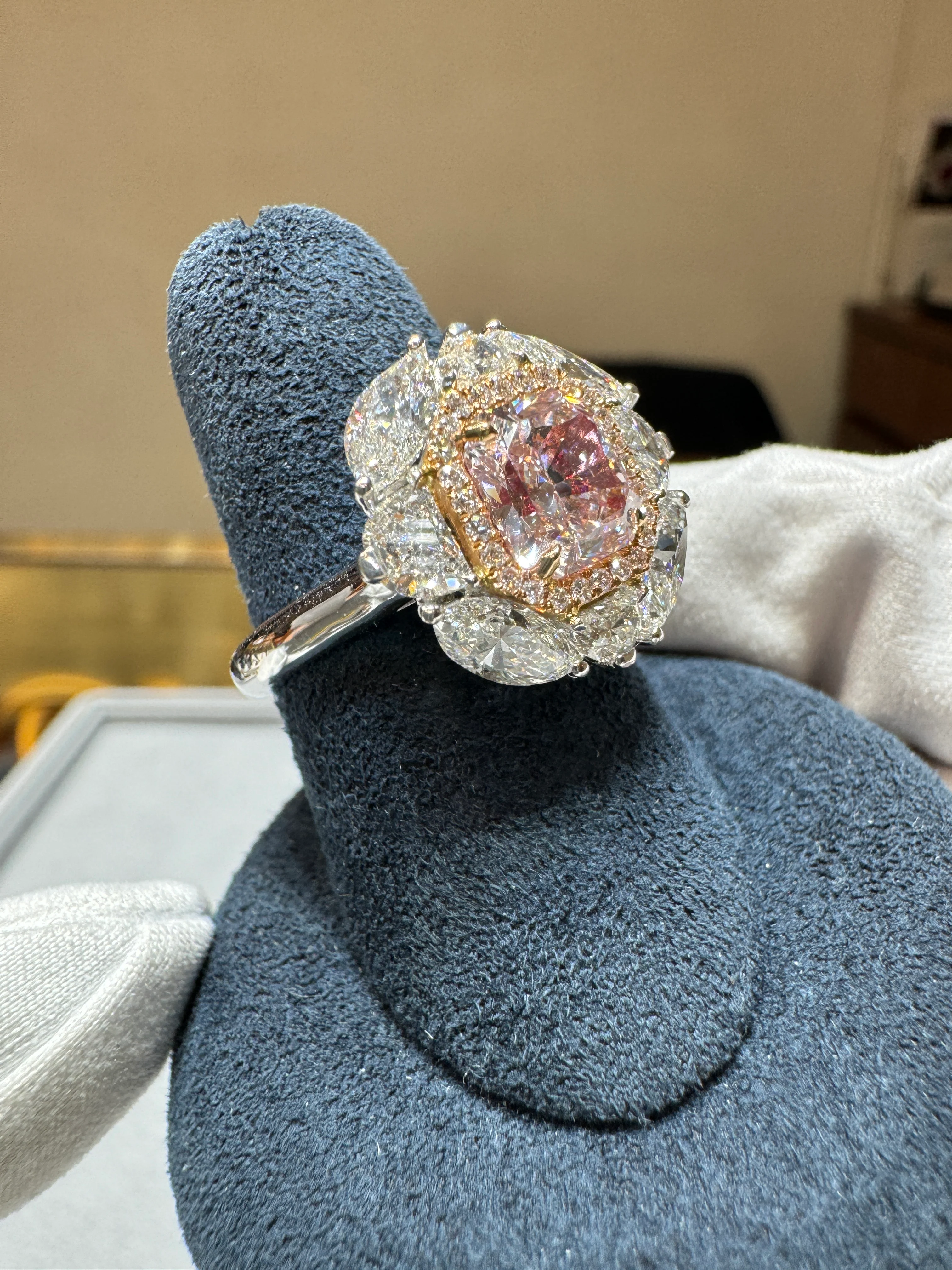 GIA Certified 1.69 Carat Radiant Cut Fancy Brownish Pink Diamond Engagement Ring - Image 9