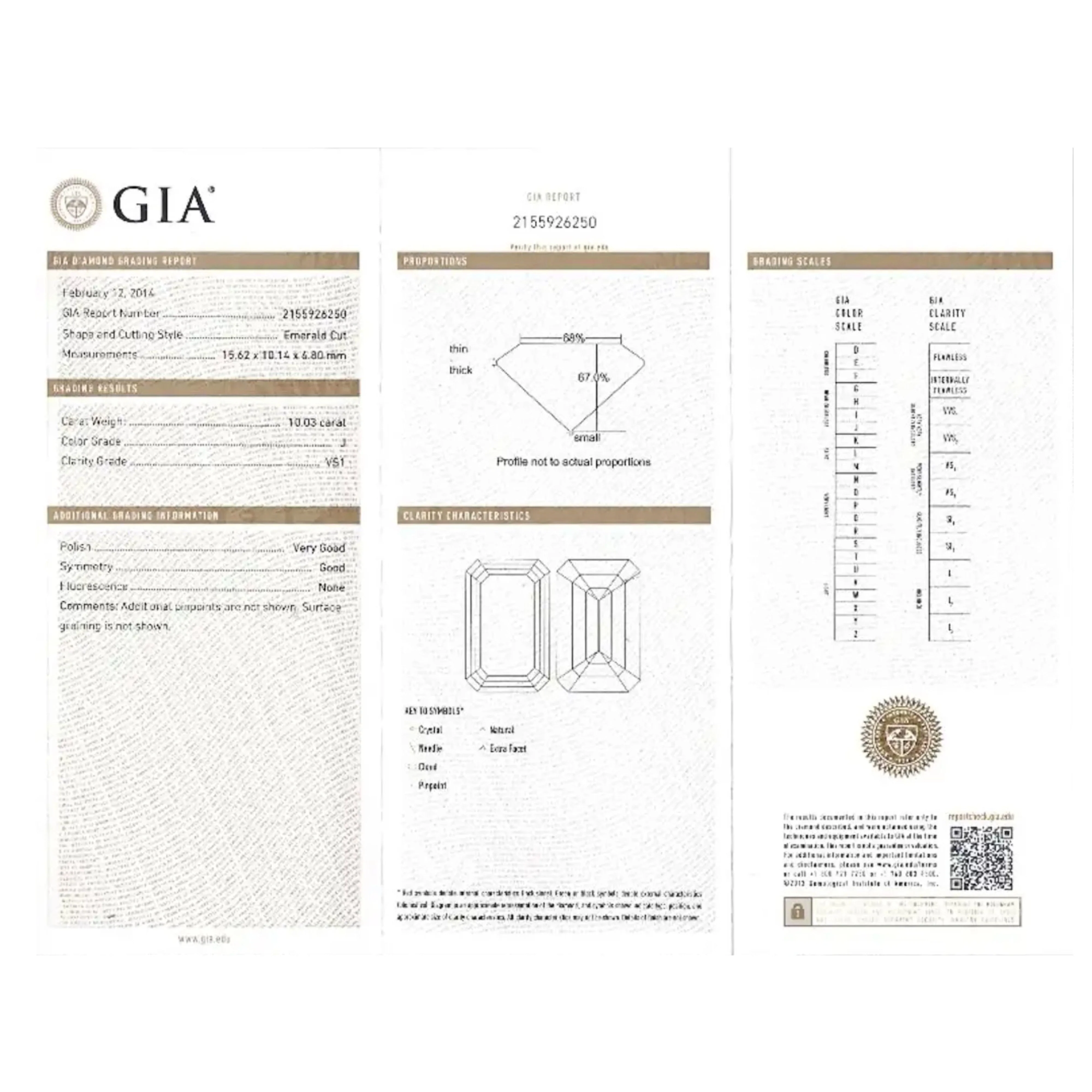 GIA Certified 10.03 Carat Emerald Cut J/VS1 Diamond Platinum Three Stone Ring - Image 9