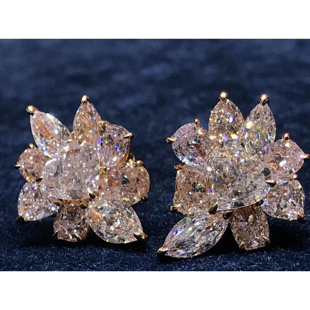 GIA Certified 10.78 Carat Heart Cut Pink Diamond Cluster Stud Earrings in 18k - Image 6