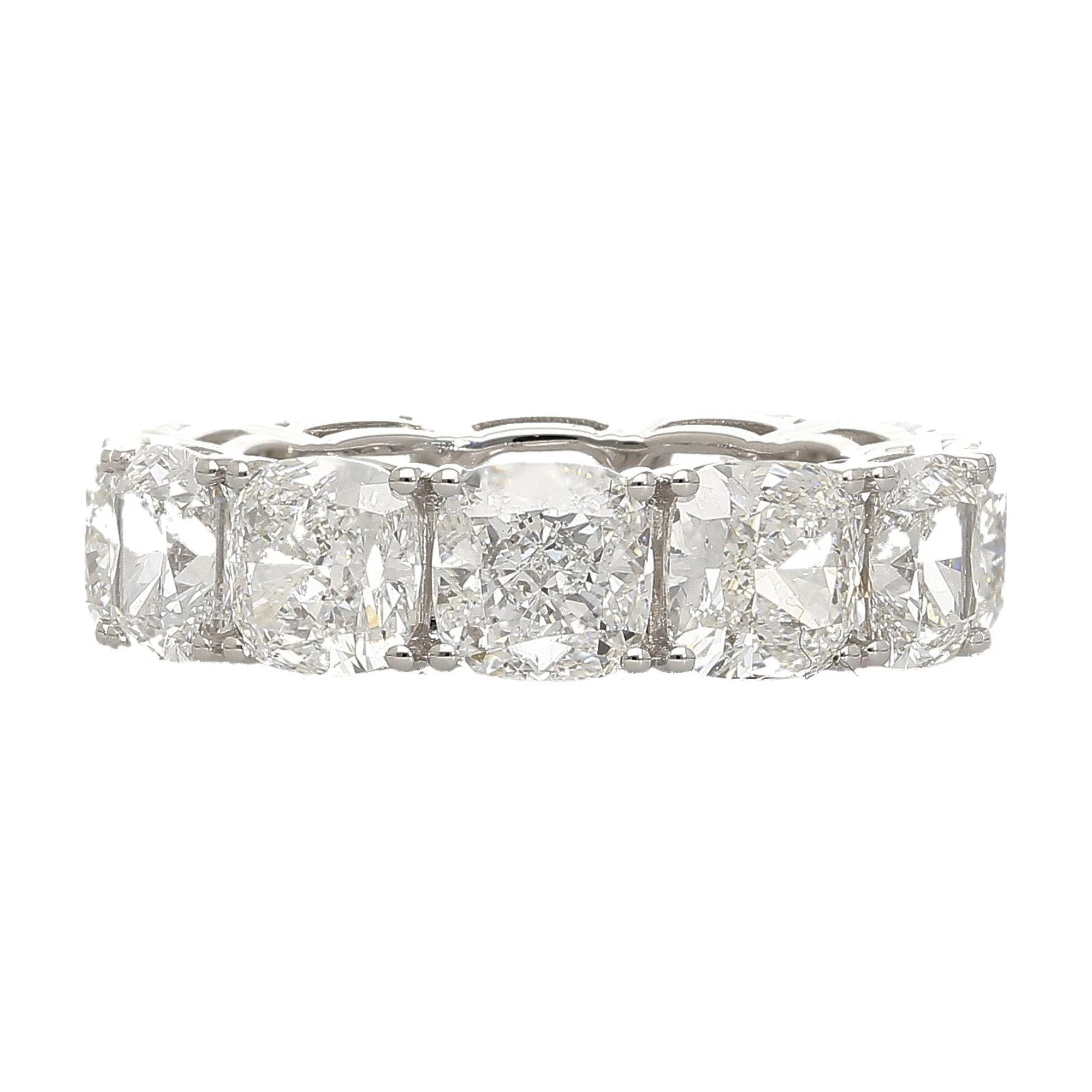GIA Certified 12.75 Carat Cushion Cut Lab Diamond 18K White Gold Eternity Band - Image 4