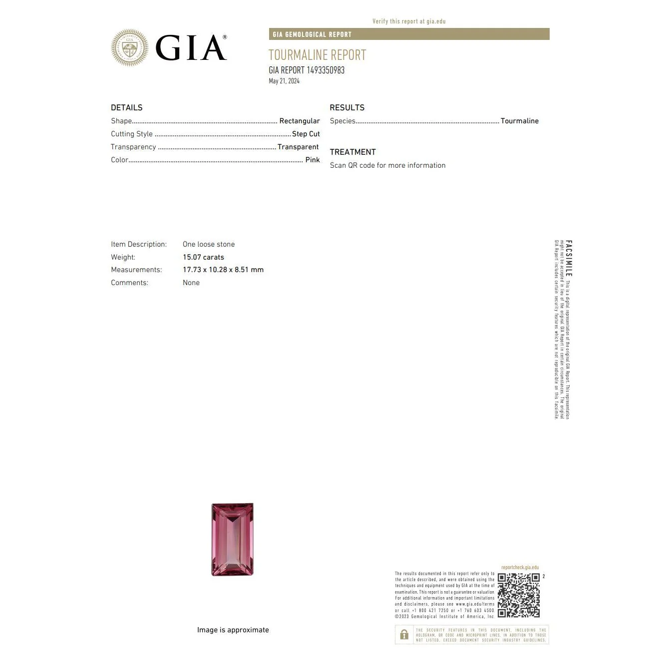 GIA Certified 15.07 Carat Emerald Cut Pink Tourmaline and Diamond Ring - Image 12