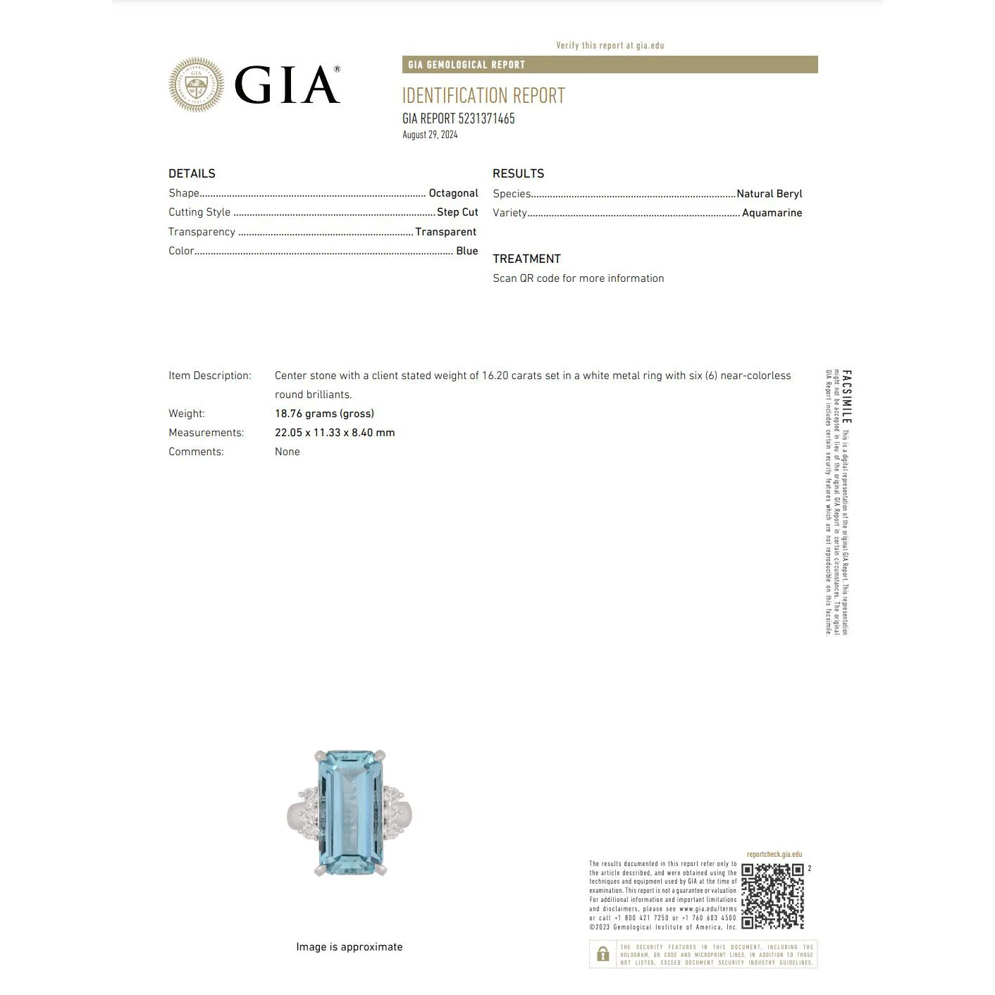 GIA Certified 16.70 Carat Aquamarine and Diamond Vintage Cocktail Ring - Image 10