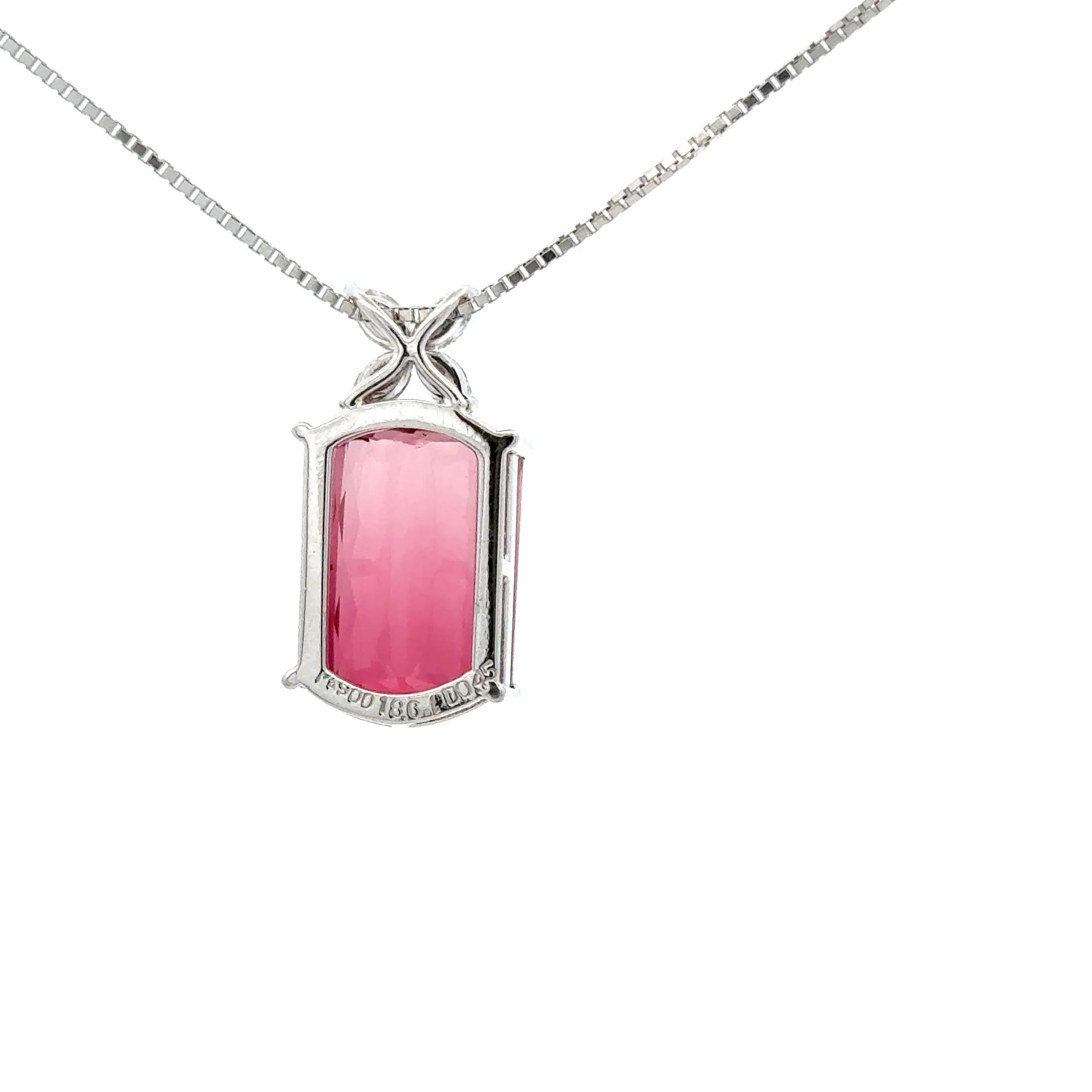 GIA Certified 18.61 Carat Pink Tourmaline & Floral Diamond Pendant Necklace - Image 3