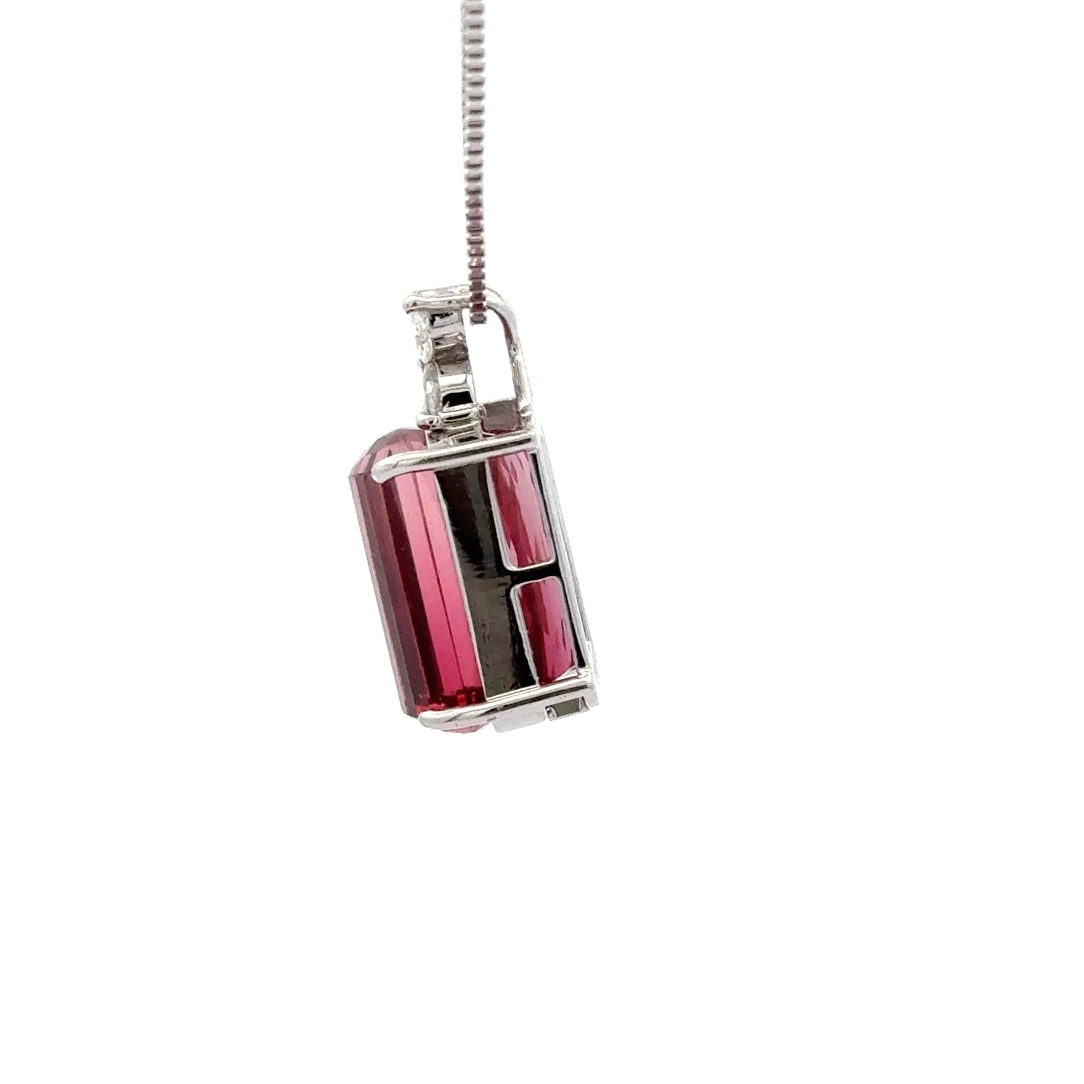 GIA Certified 18.61 Carat Pink Tourmaline & Floral Diamond Pendant Necklace - Image 5
