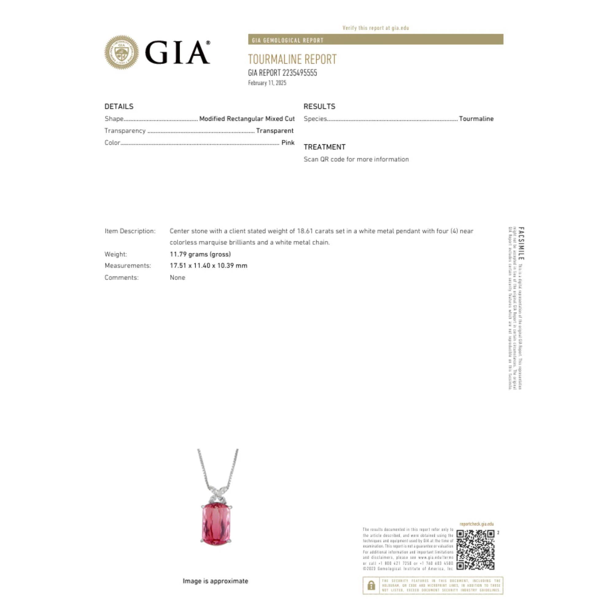 GIA Certified 18.61 Carat Pink Tourmaline & Floral Diamond Pendant Necklace - Image 8