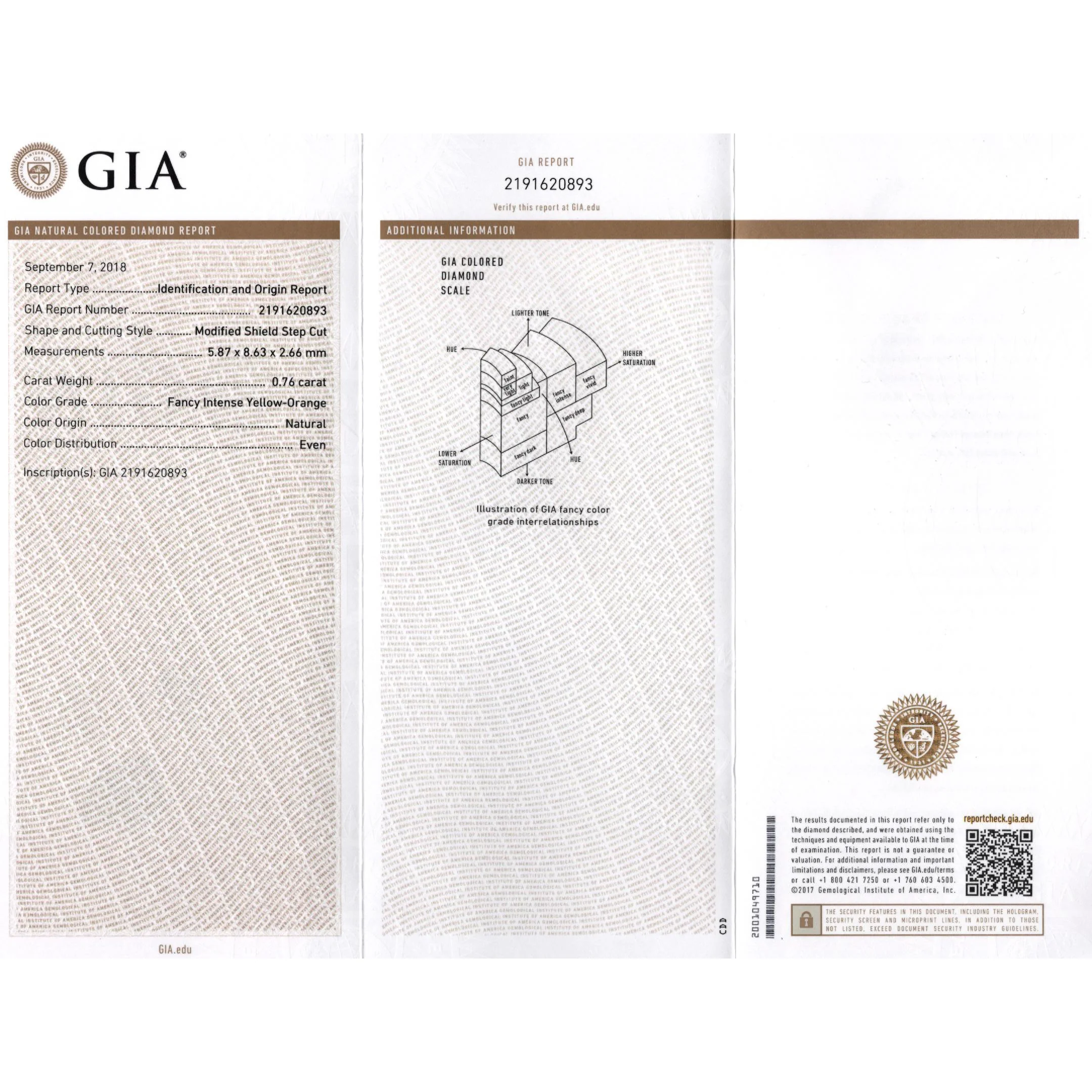 GIA Certified 2.17 Carat TW Fancy Intense Orange Shield Mixed Cut Diamond Ring - Image 10