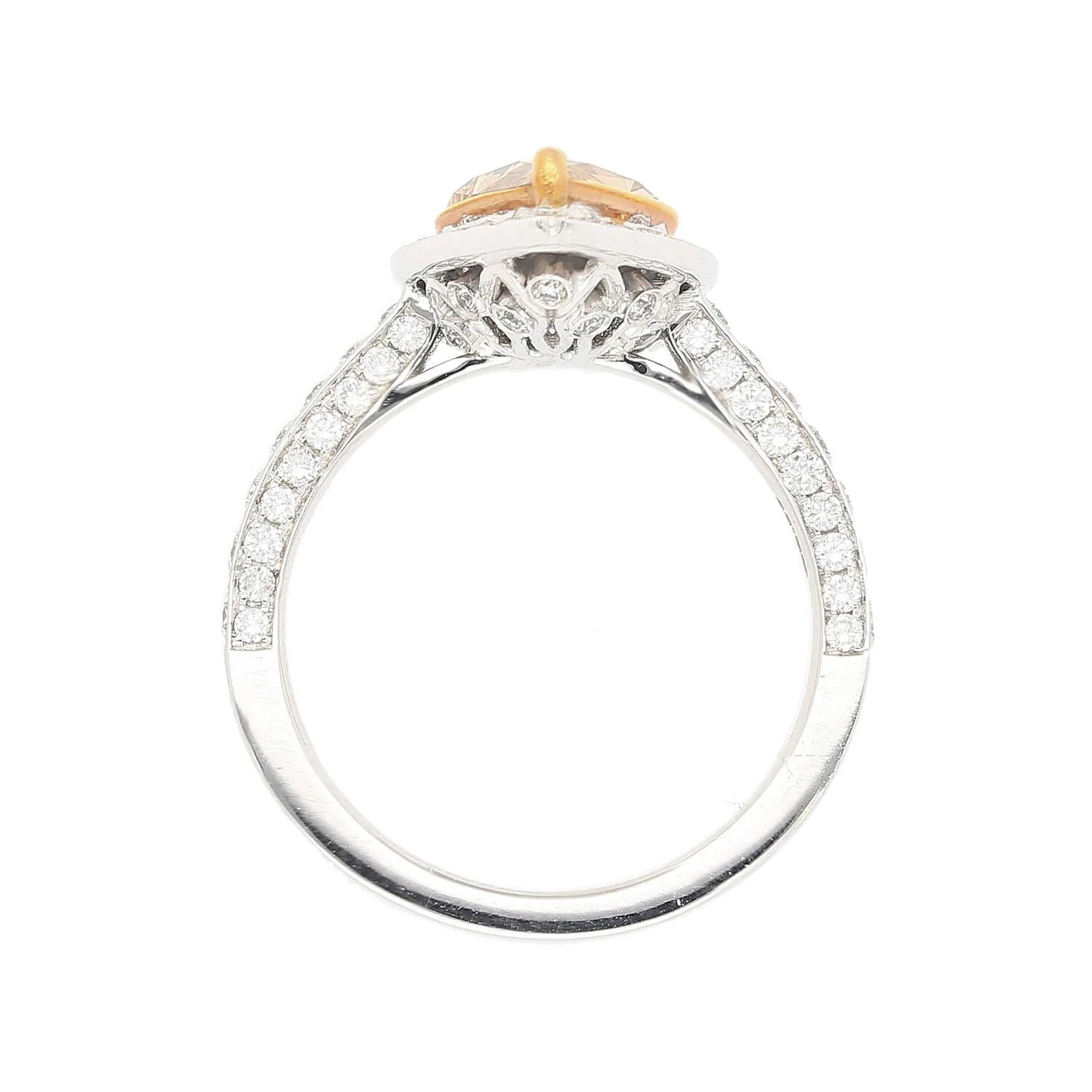 GIA Certified 2.53 Carat Pear Cut Brown Diamond Halo Pave Engagement Ring - Image 6