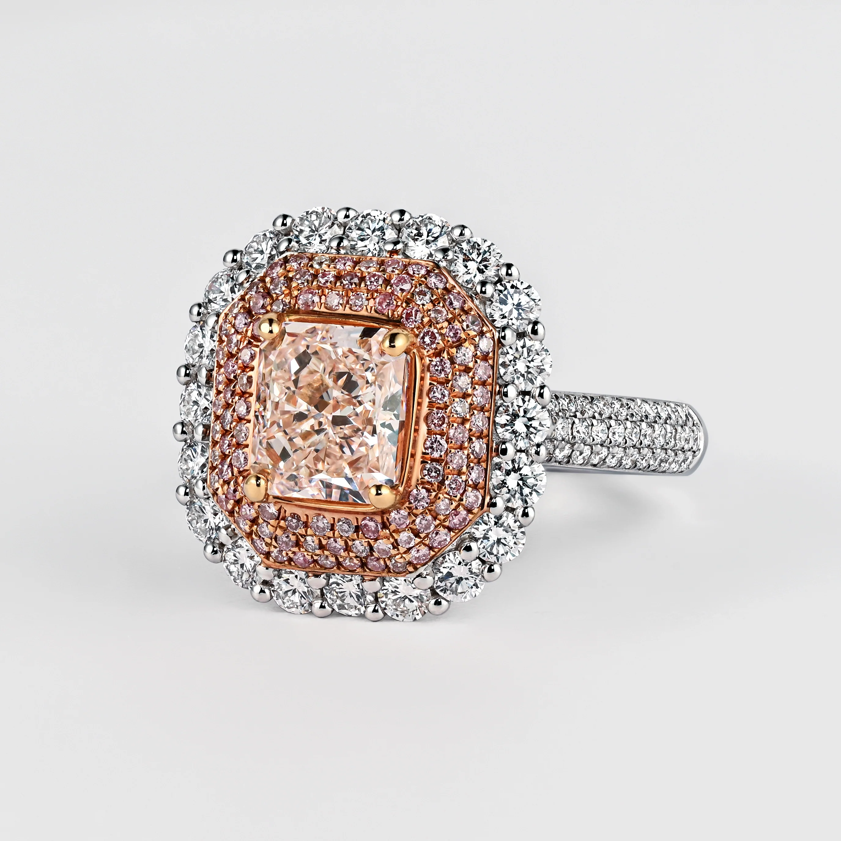 GIA Certified 2.69ct Fancy Orangy Pink Diamond Halo Ring - Image 13