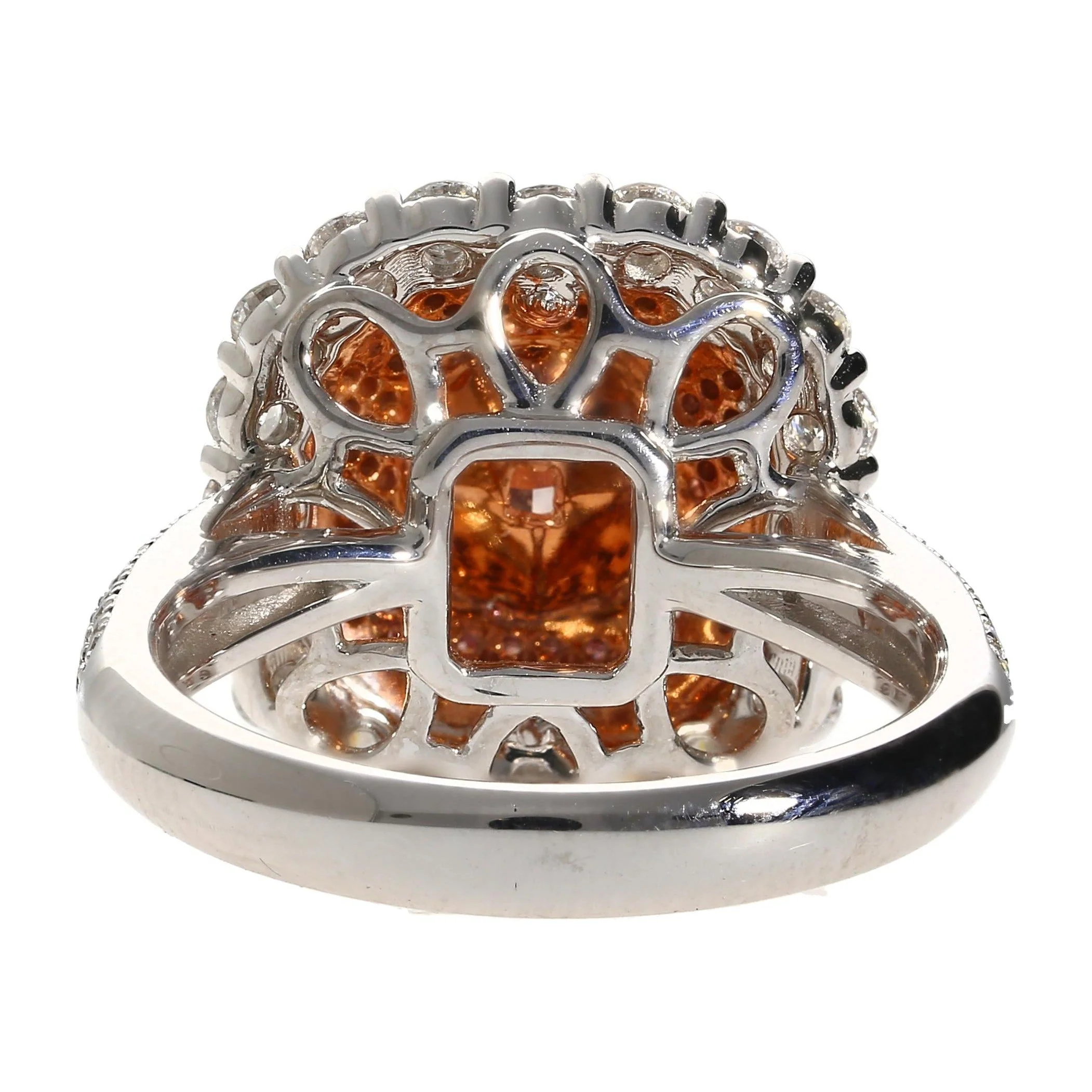 GIA Certified 2.69ct Fancy Orangy Pink Diamond Halo Ring - Image 7